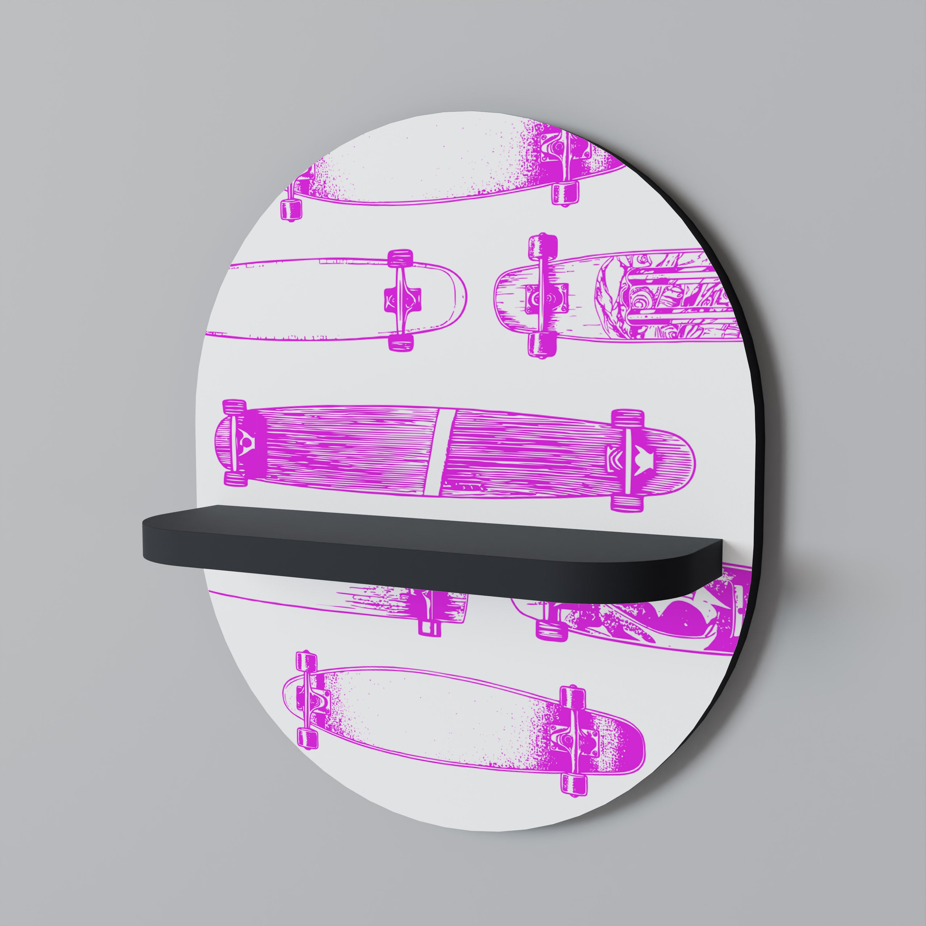 SKATEBOARD SKETCH Półka owalna Czarna
