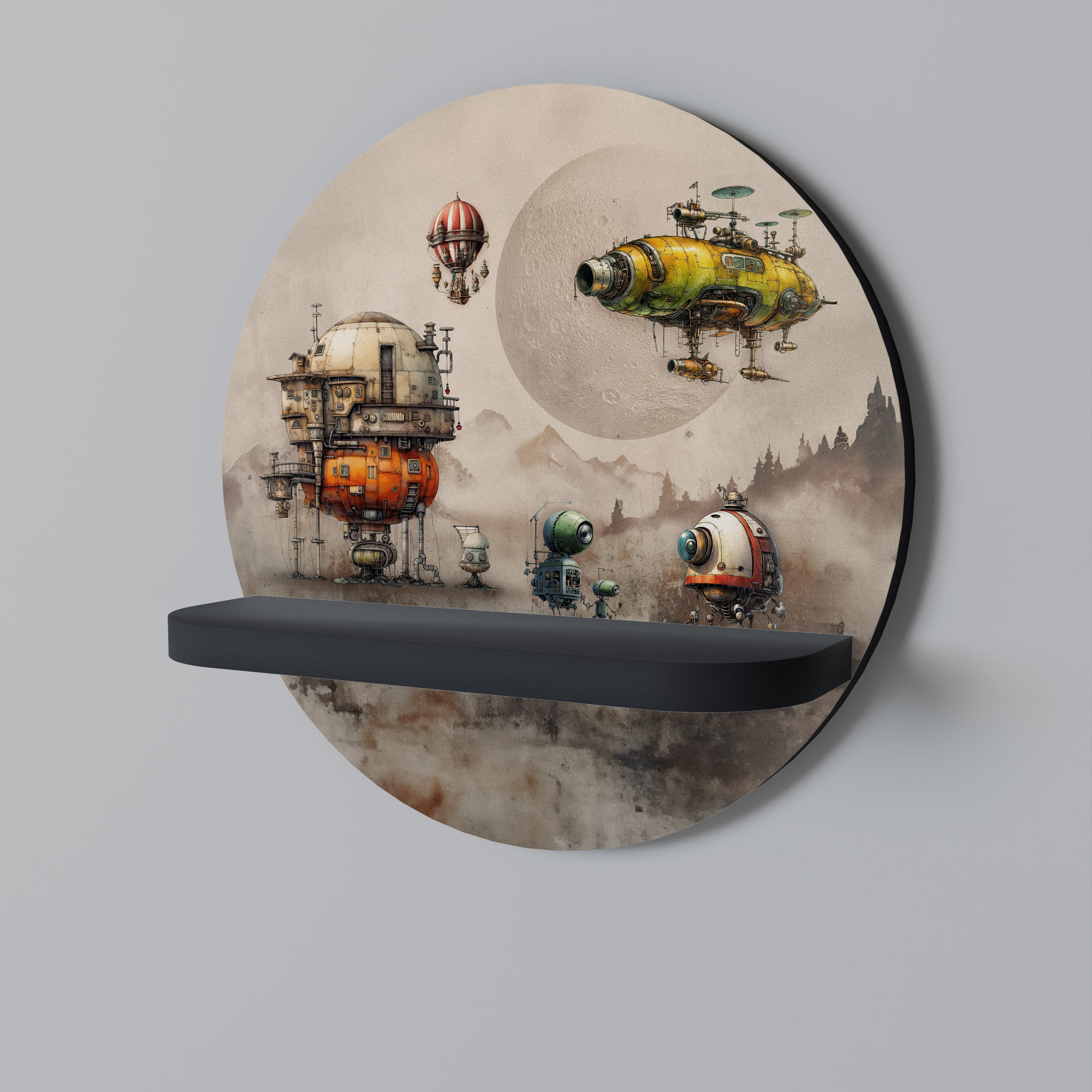 MACHINARIUM MACHINES Półka okrągła Czarna