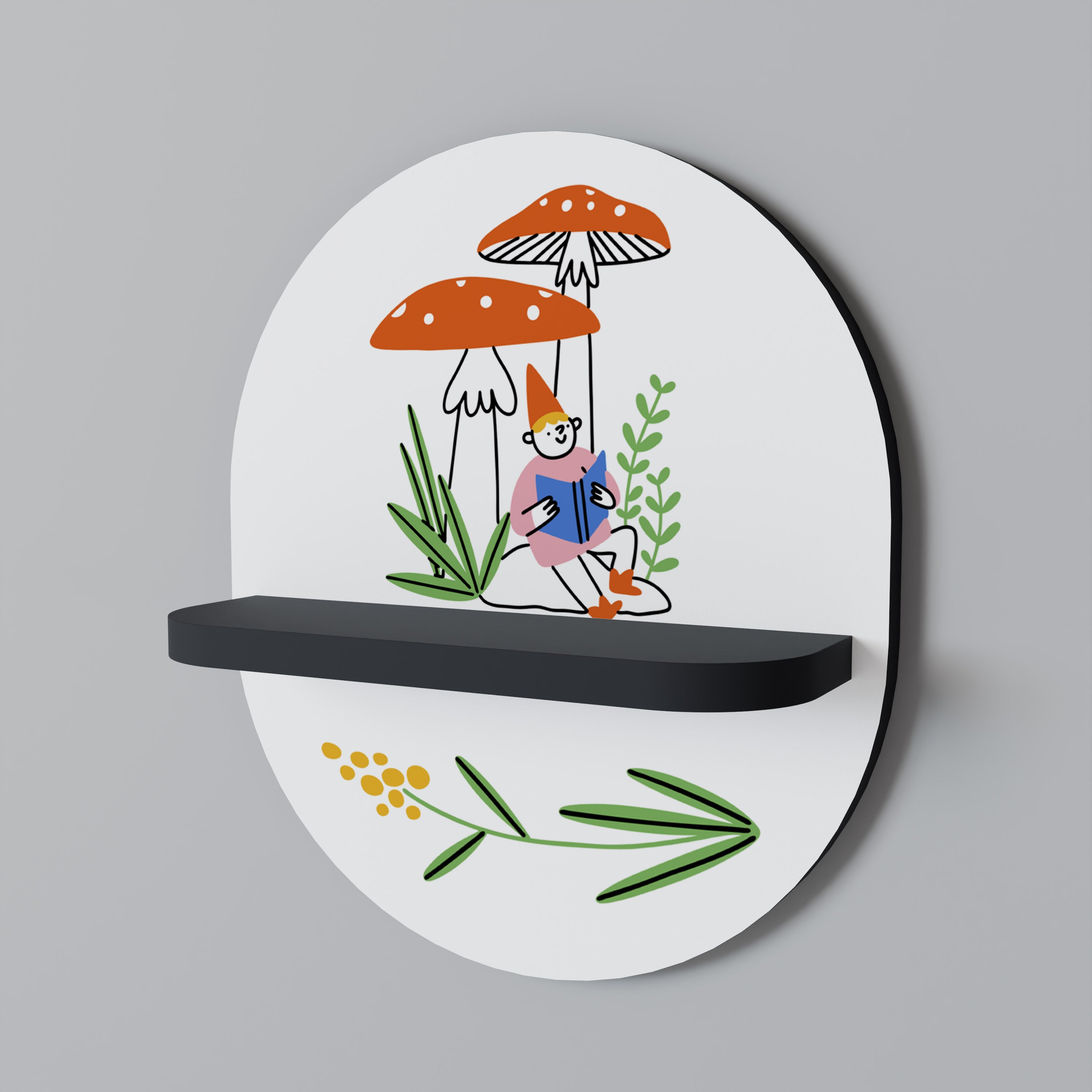 GARDEN GNOMES Półka owalna Czarna