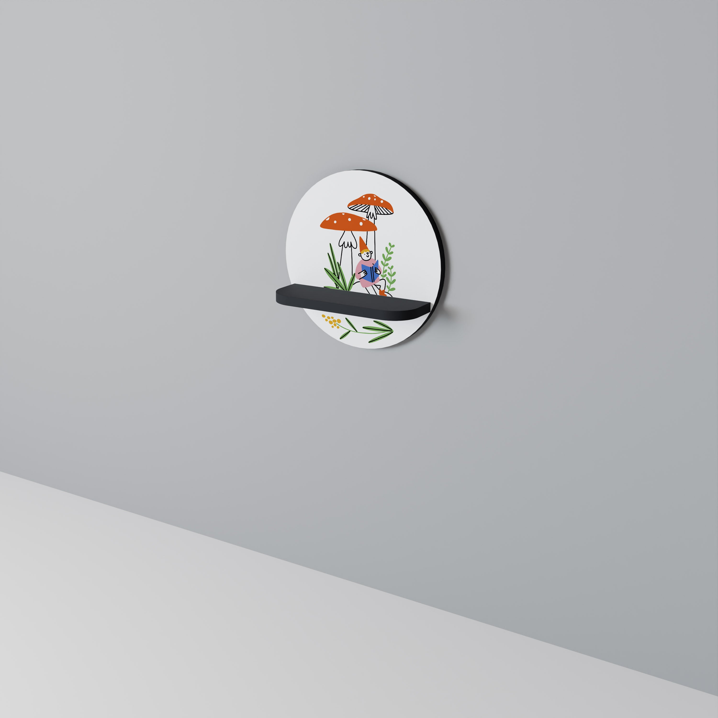 GARDEN GNOMES Półka okrągła Czarna