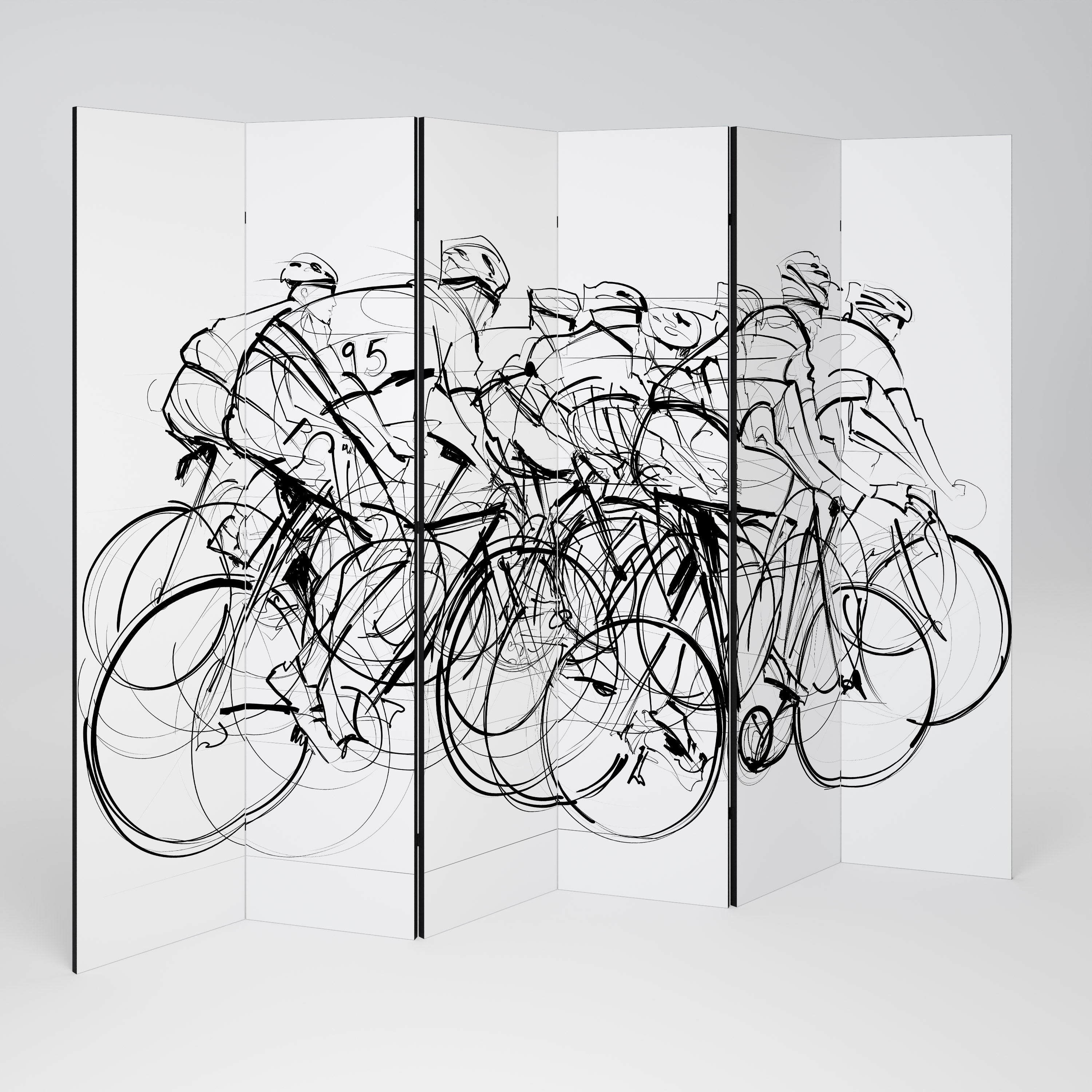 CYCLING COMPETITION Dekoracyjny parawan 6-skrzydłowy