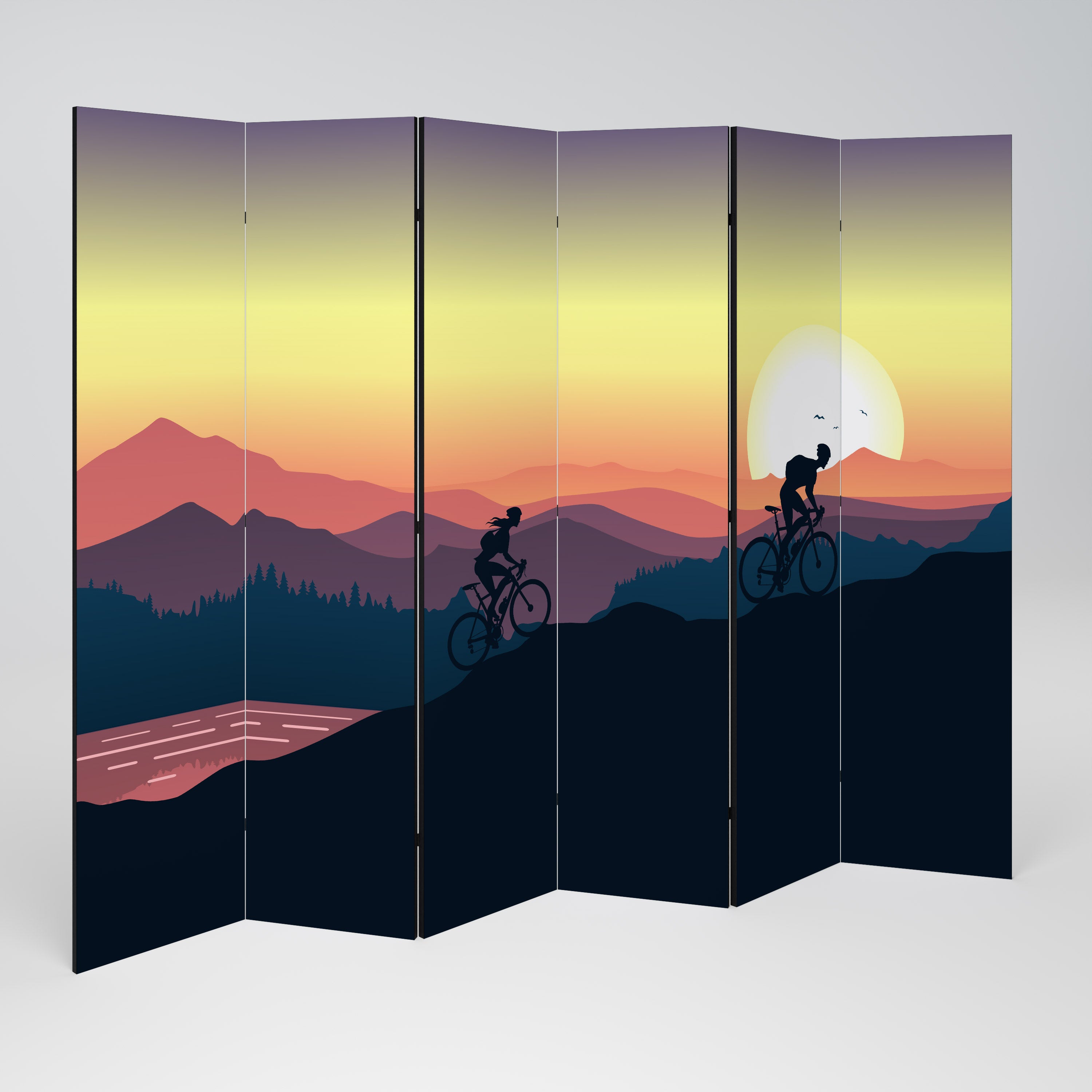 CYCLING HORIZON Dekoracyjny parawan 6-skrzydłowy
