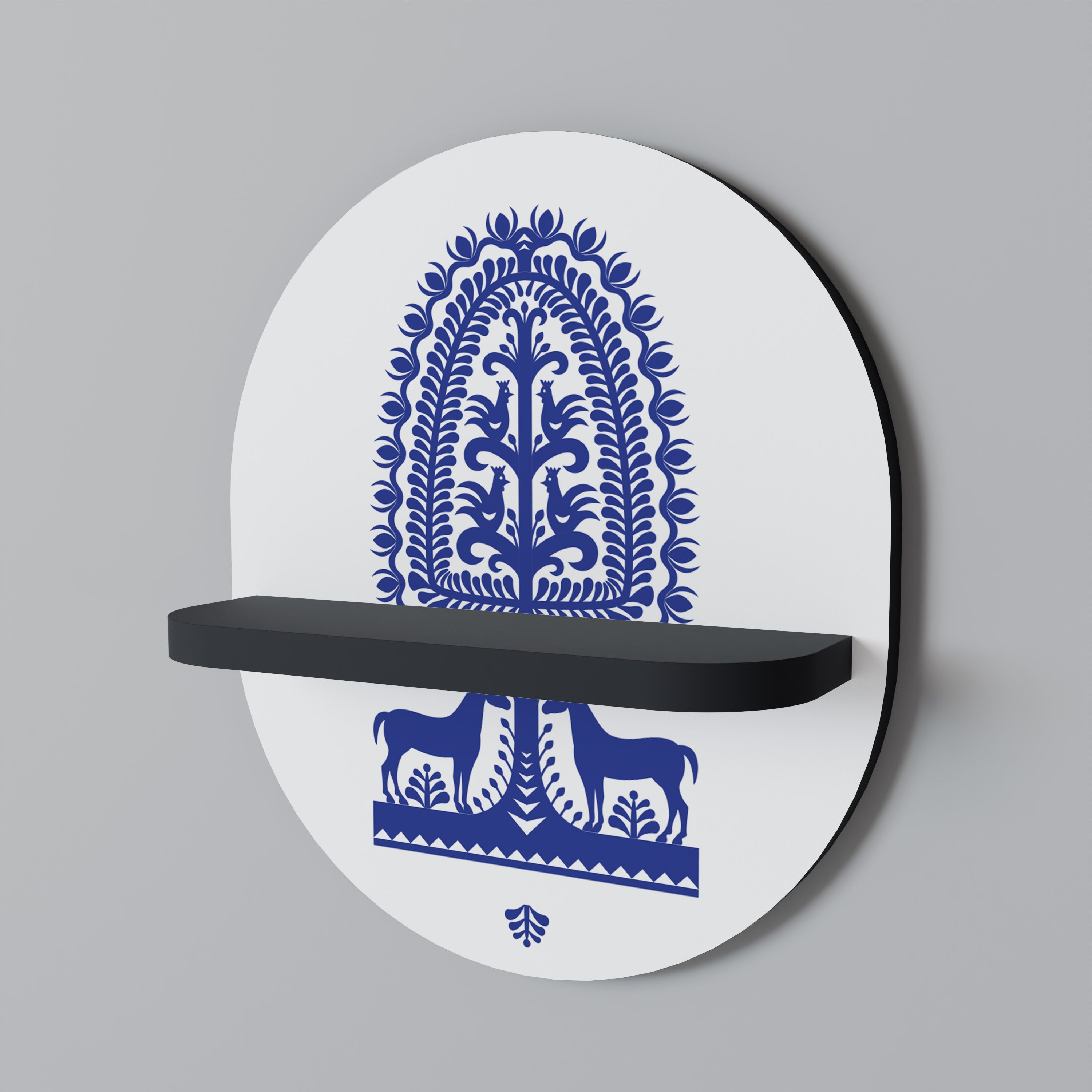 POLISH FOLK ART Półka owalna Czarna