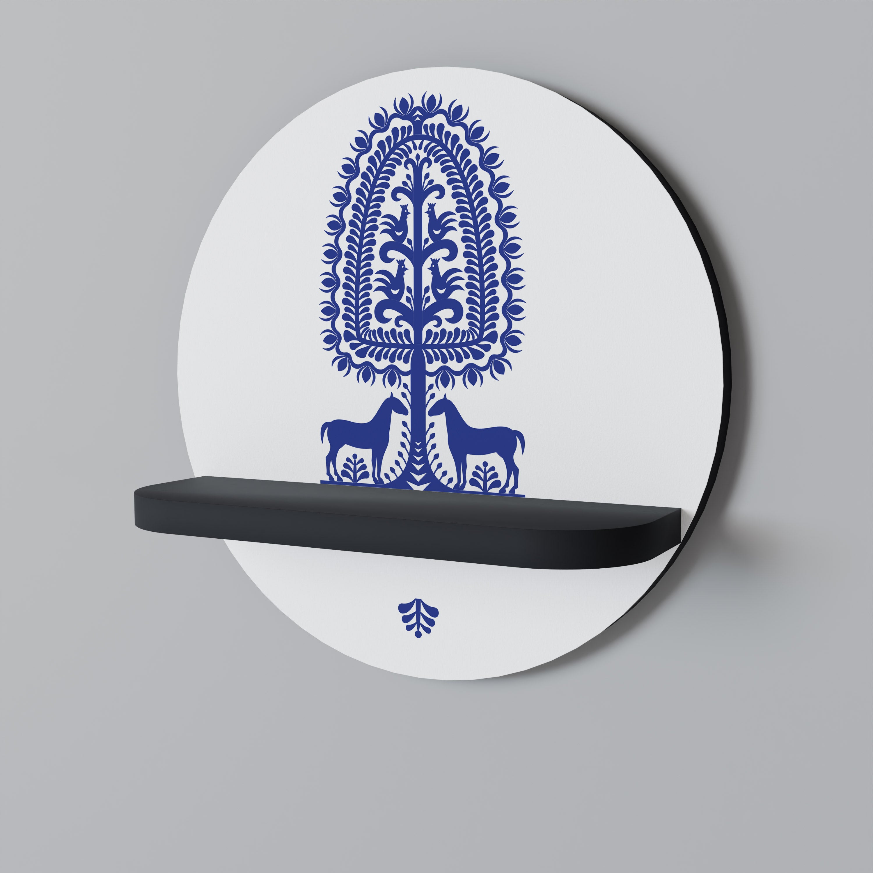 POLISH FOLK ART Półka okrągła Czarna