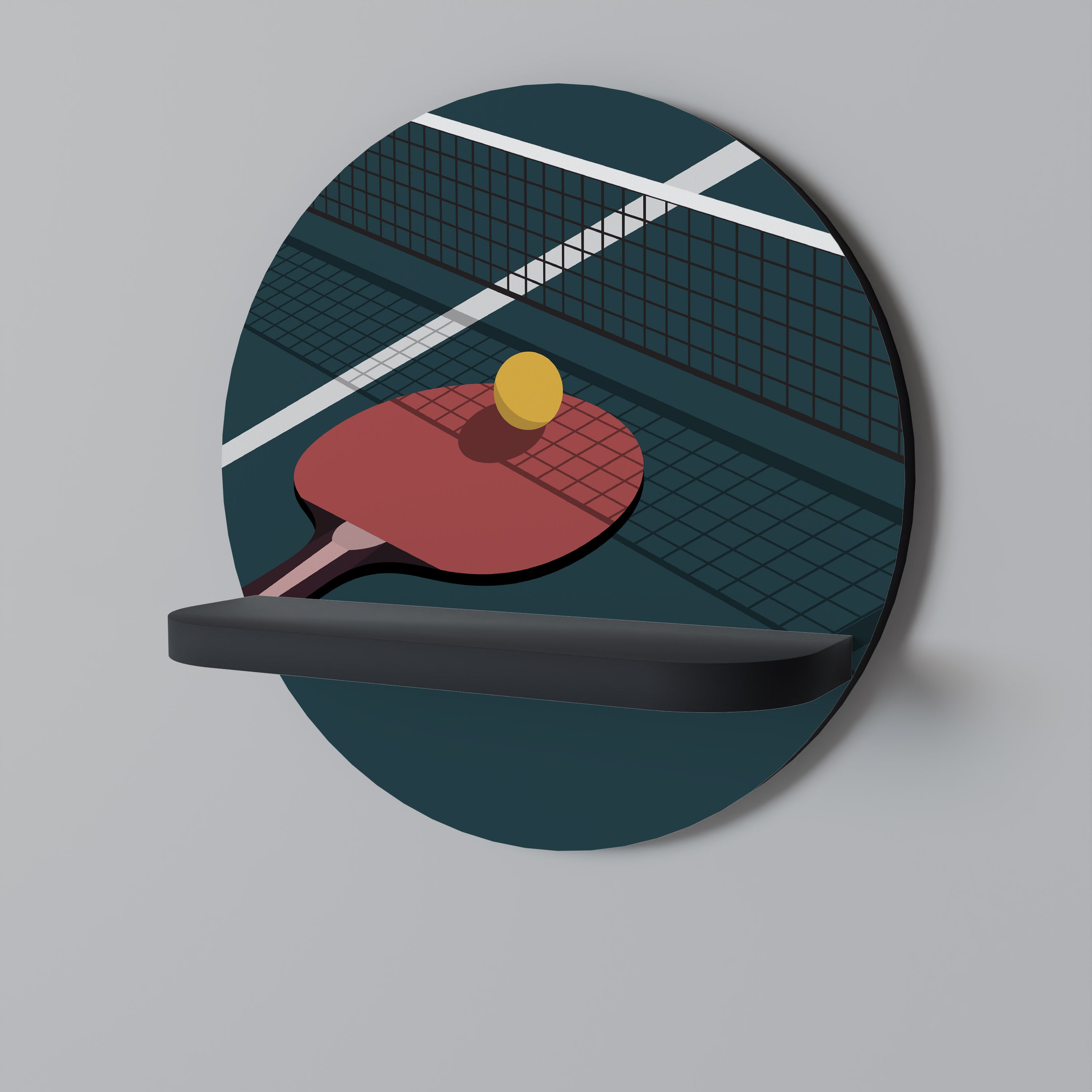 PING- PONG GAME Półka okrągła Czarna