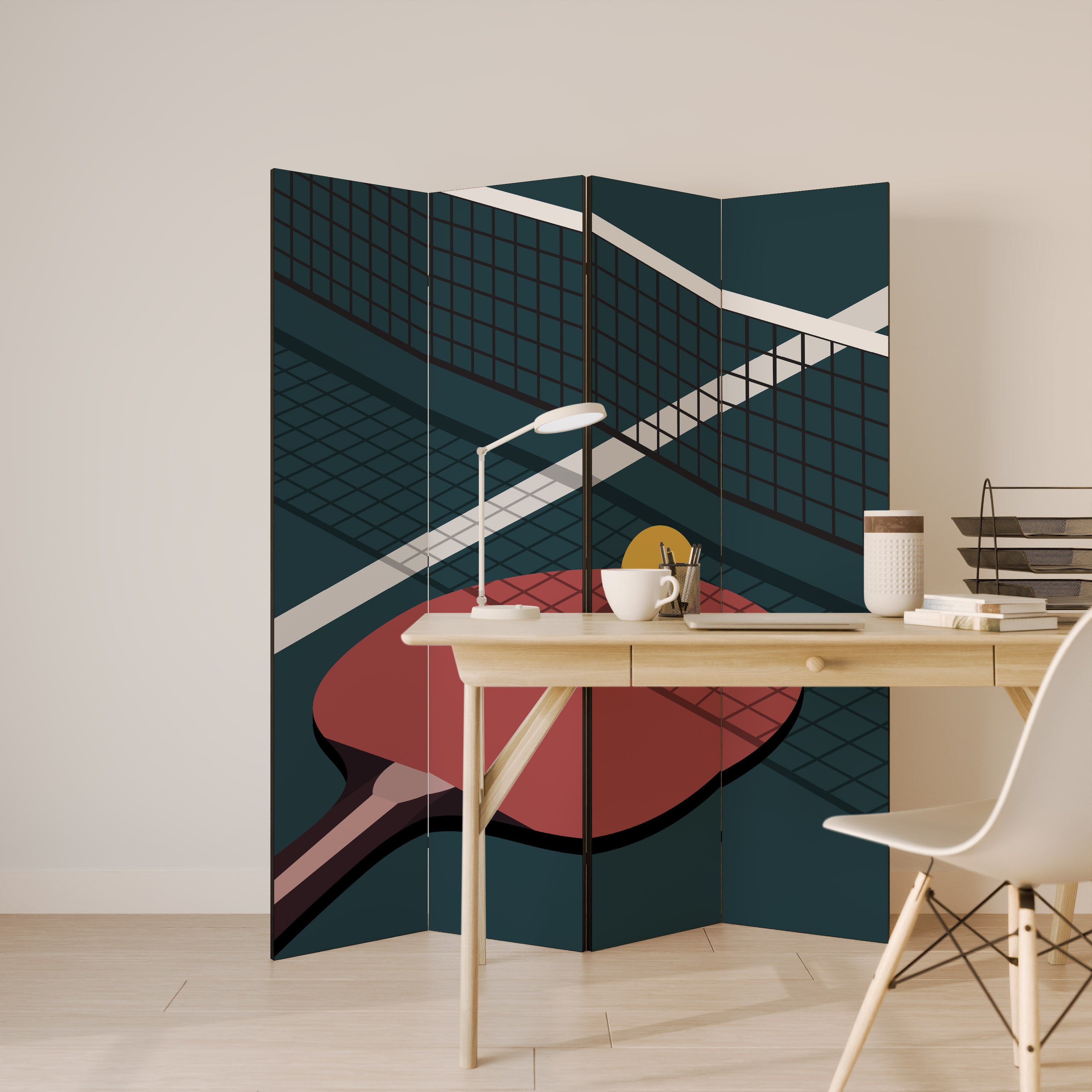 PING- PONG GAME Dekoracyjny parawan 4-skrzydłowy