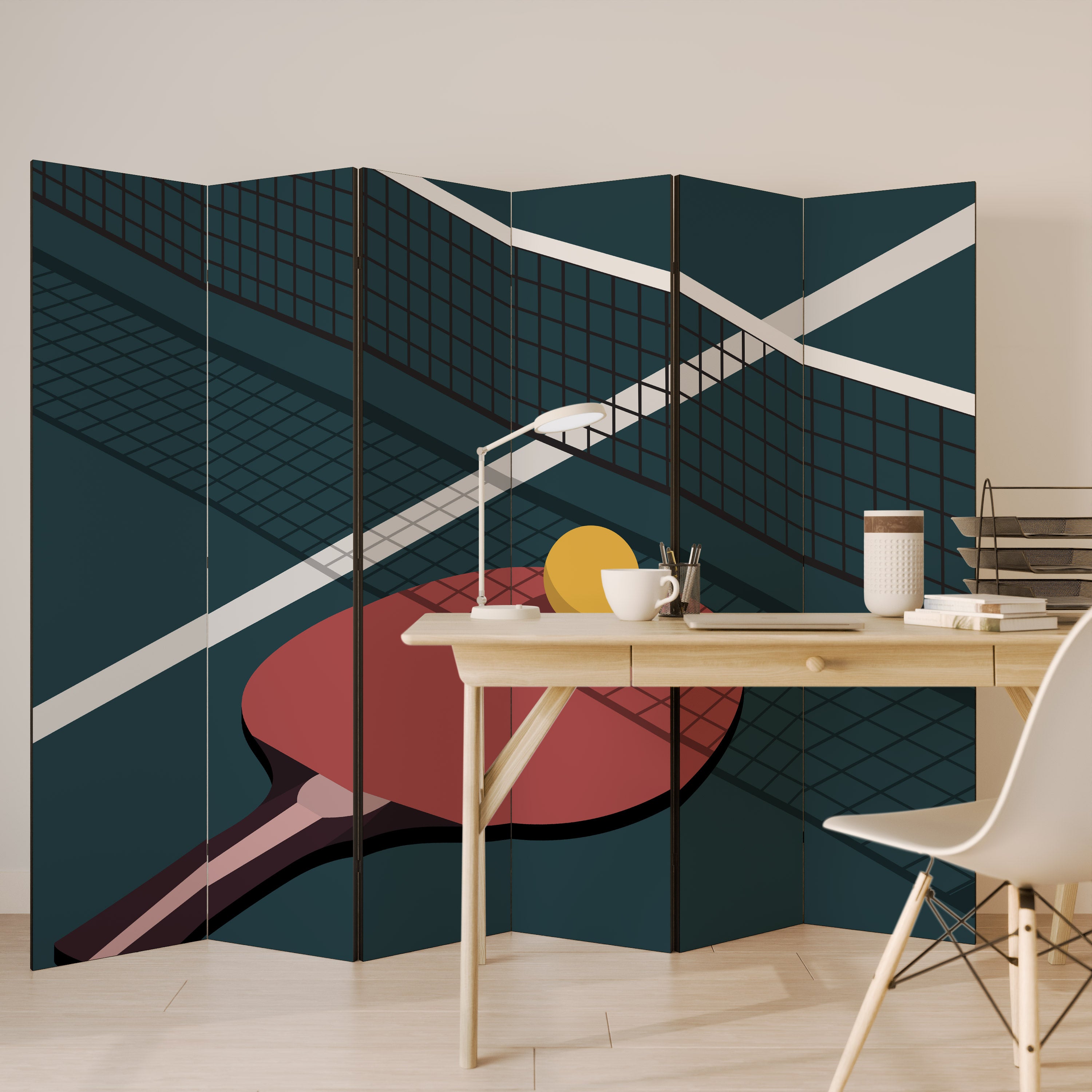 PING- PONG GAME Dekoracyjny parawan 6-skrzydłowy