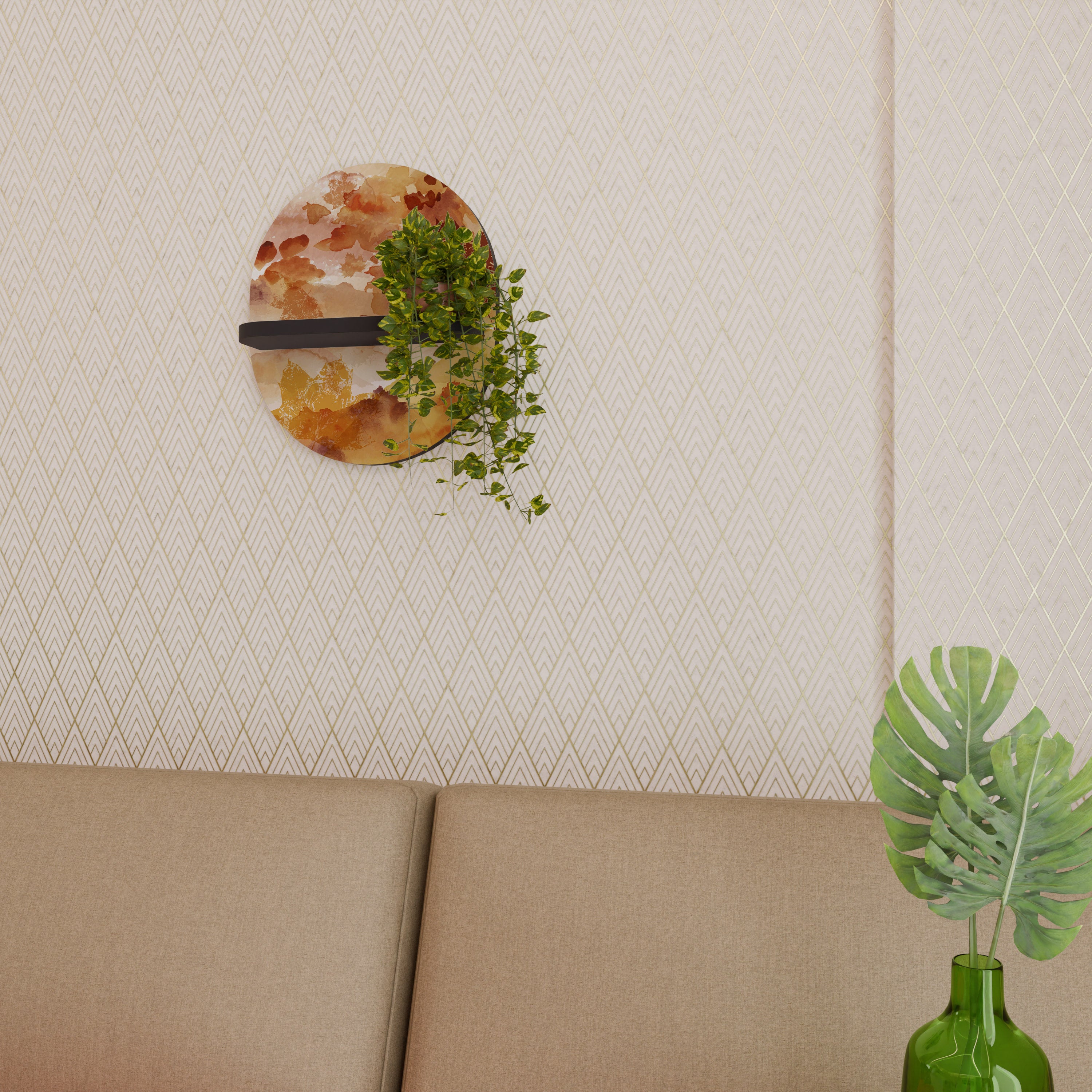 TRACES OF AUTUMN Półka owalna Czarna