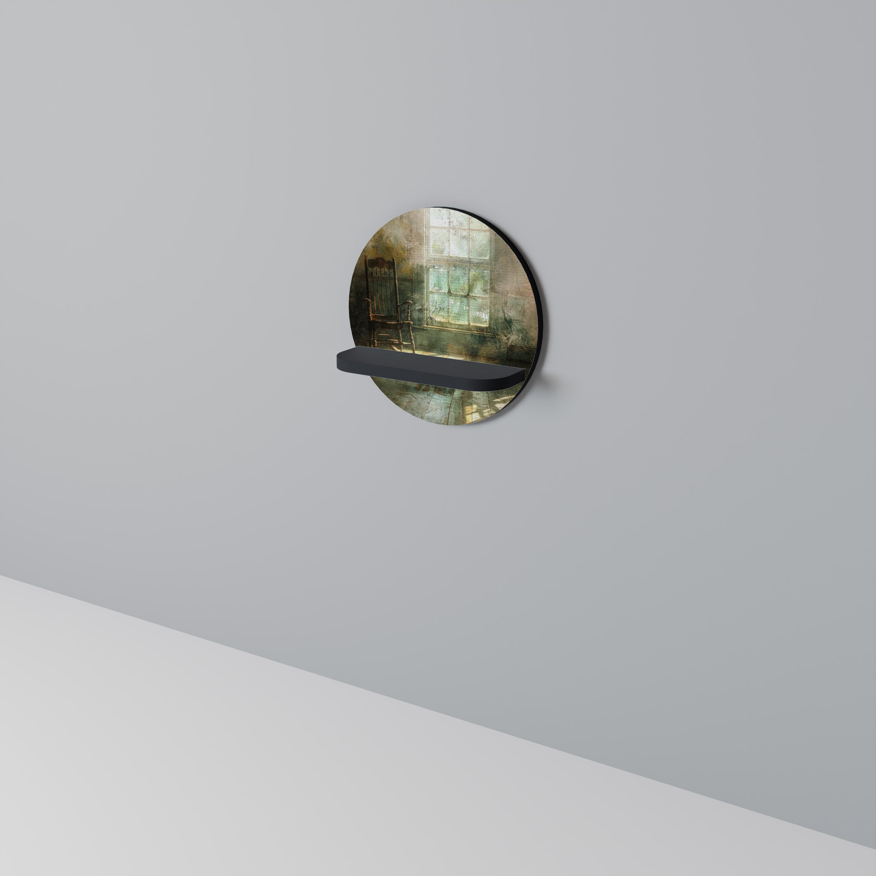 SUNLIT STILLNESS Półka okrągła Czarna