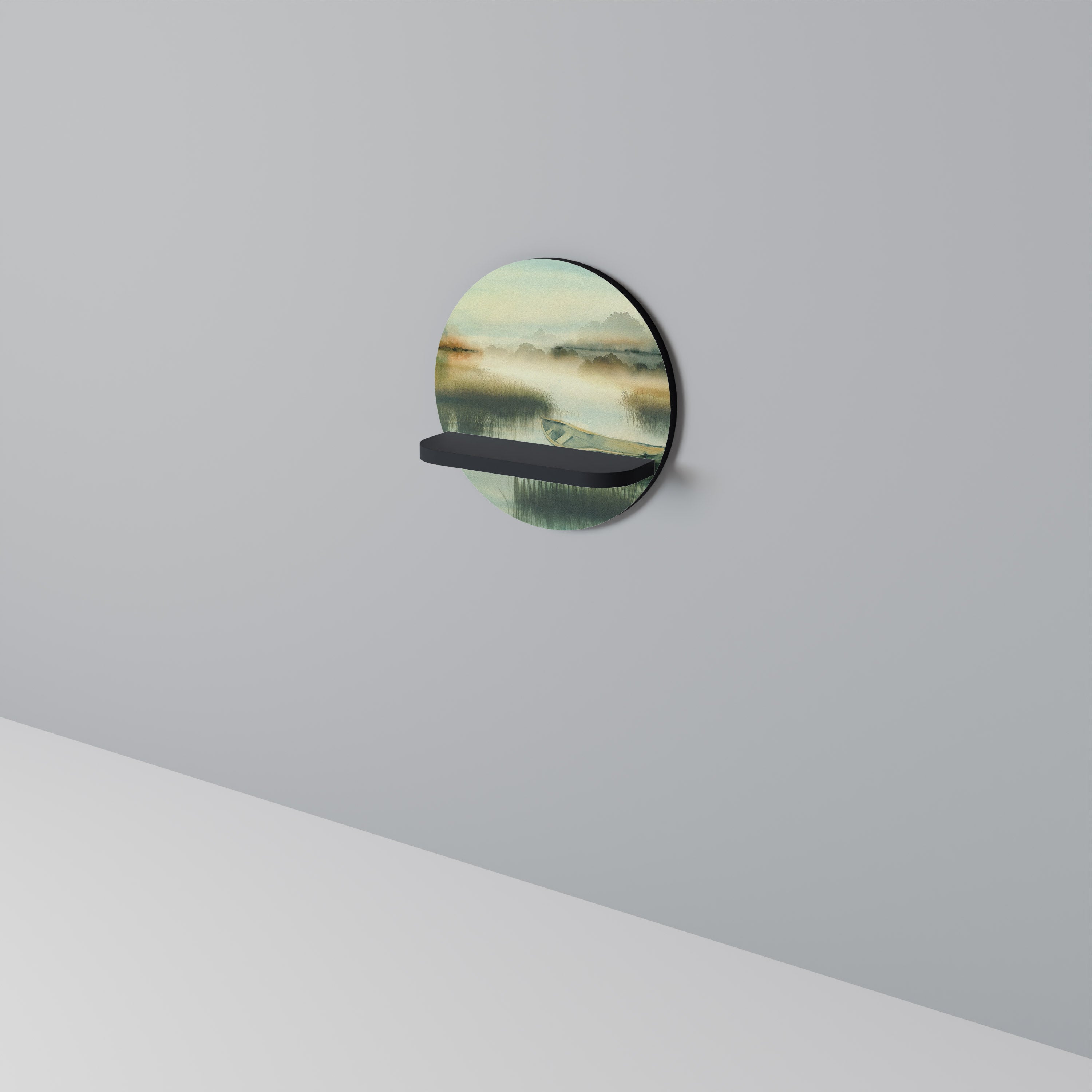 MORNING BY THE LAKE Półka okrągła Czarna