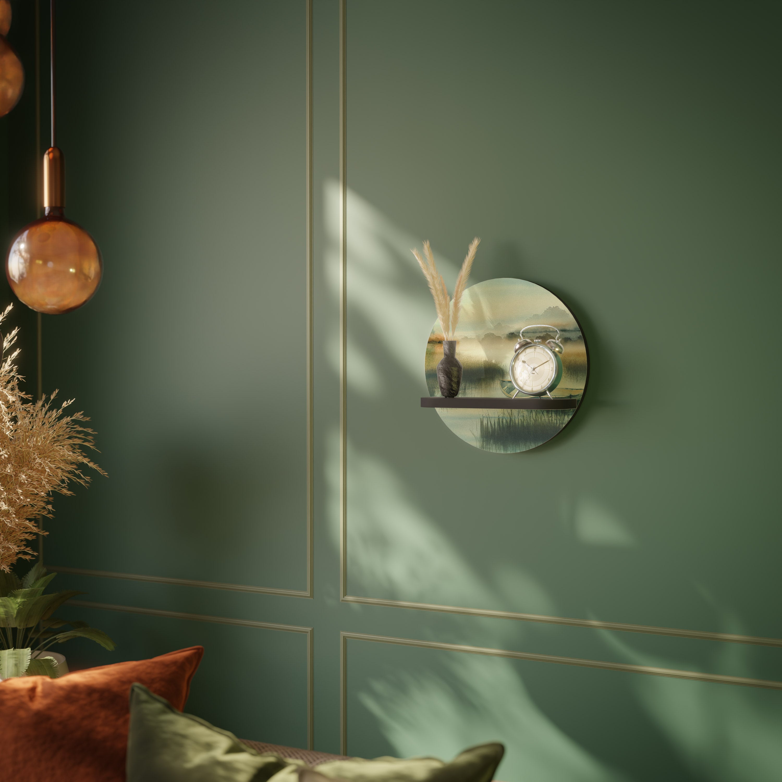 MORNING BY THE LAKE Półka okrągła Czarna