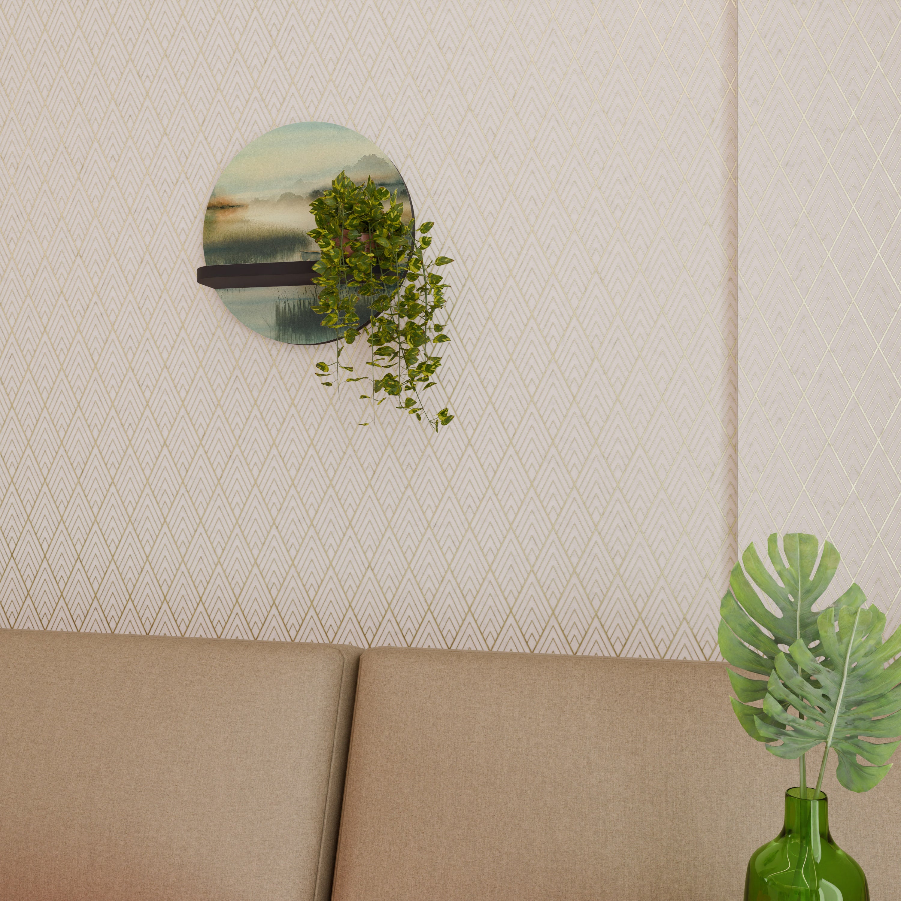 MORNING BY THE LAKE Półka okrągła Czarna