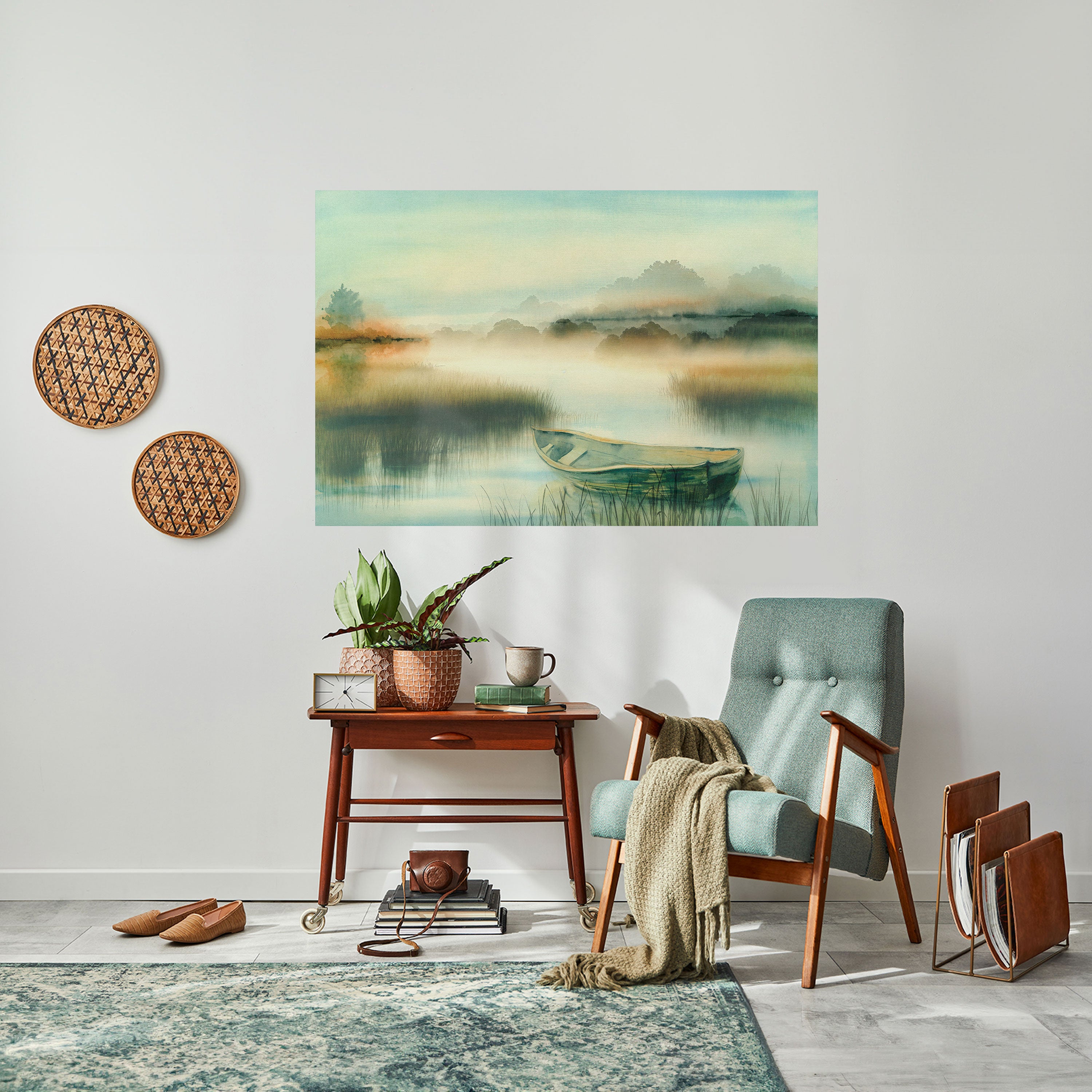 MORNING BY THE LAKE Naklejka/Plakat poziomy