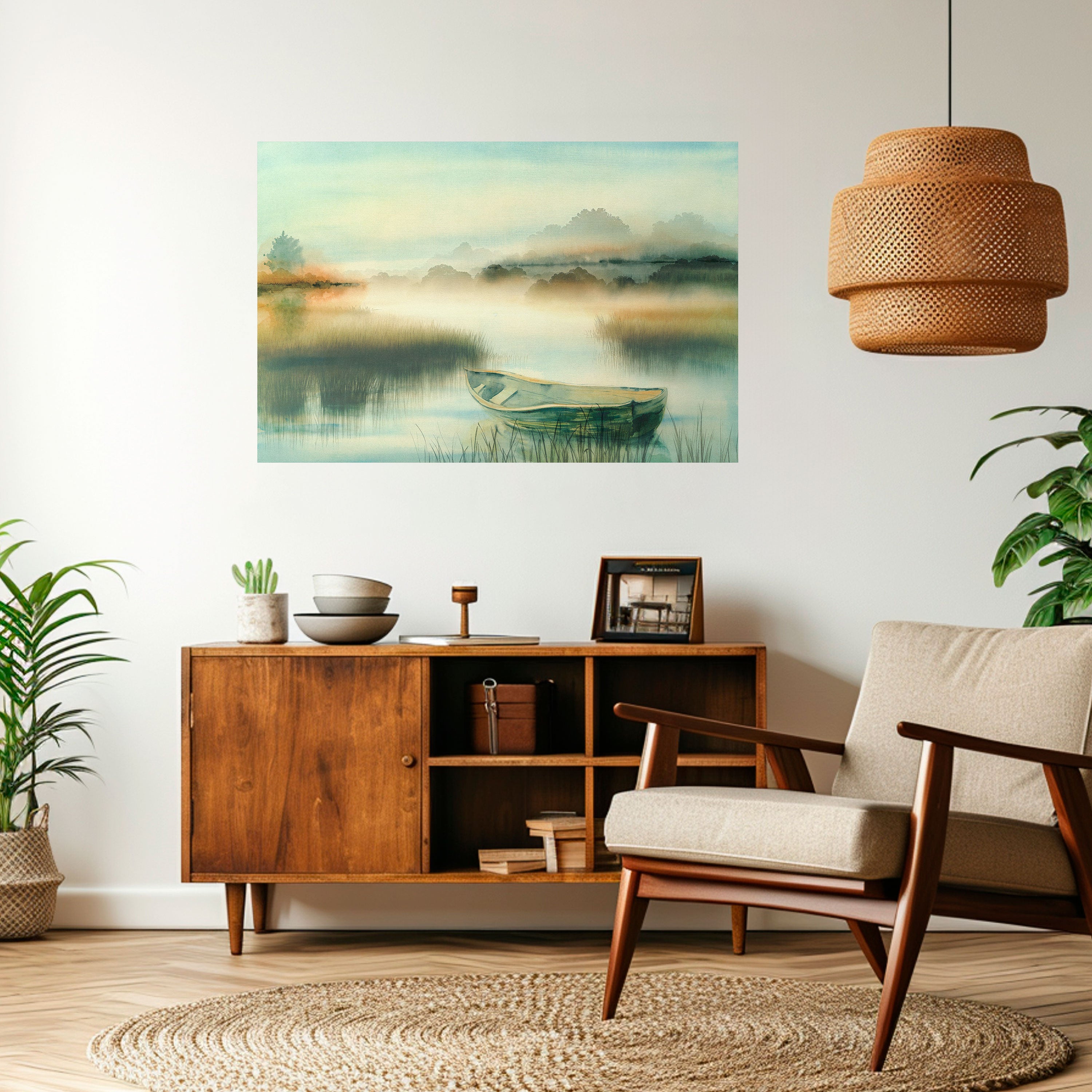 MORNING BY THE LAKE Naklejka/Plakat poziomy