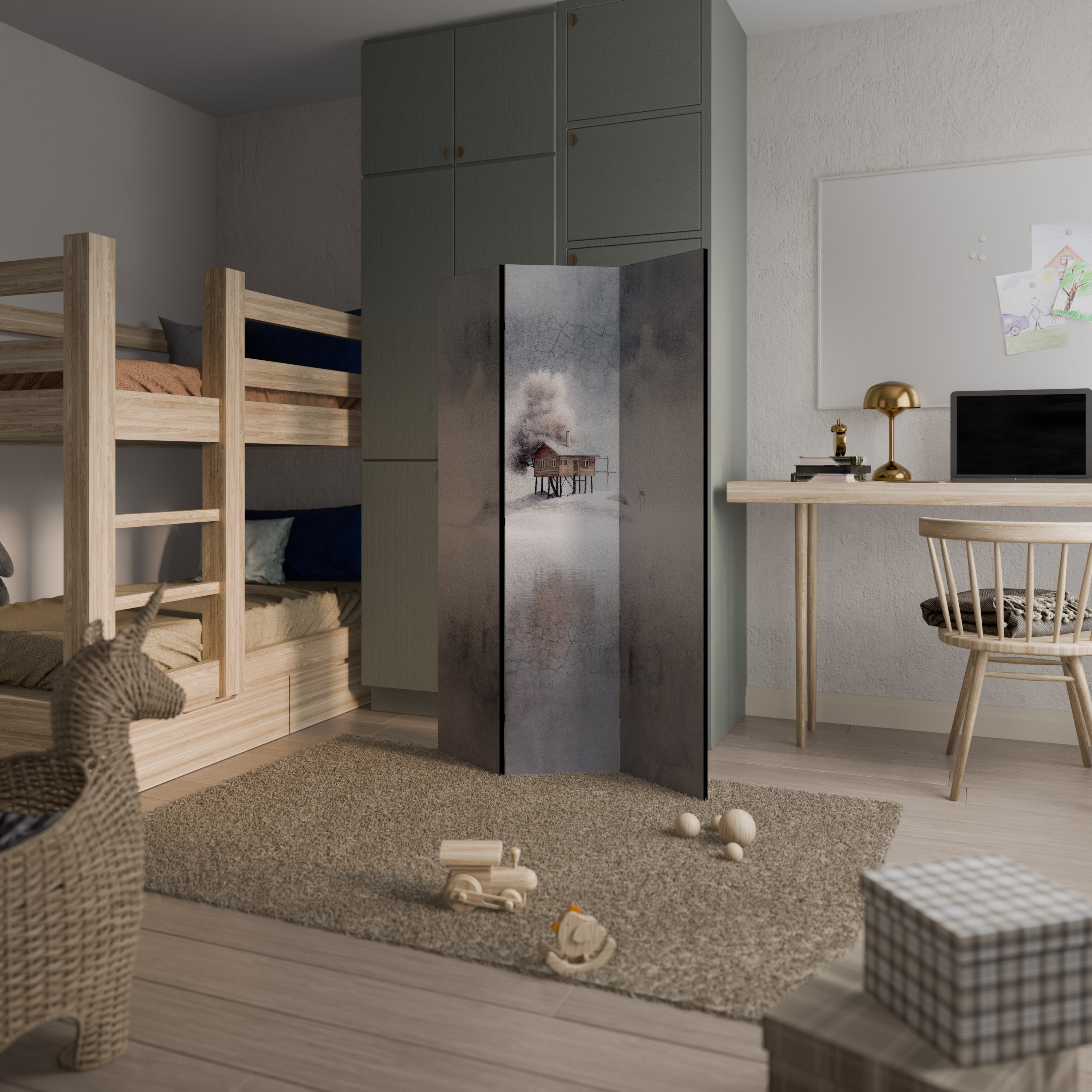 SILENT CABIN Dekoracyjny parawan 3-skrzydłowy