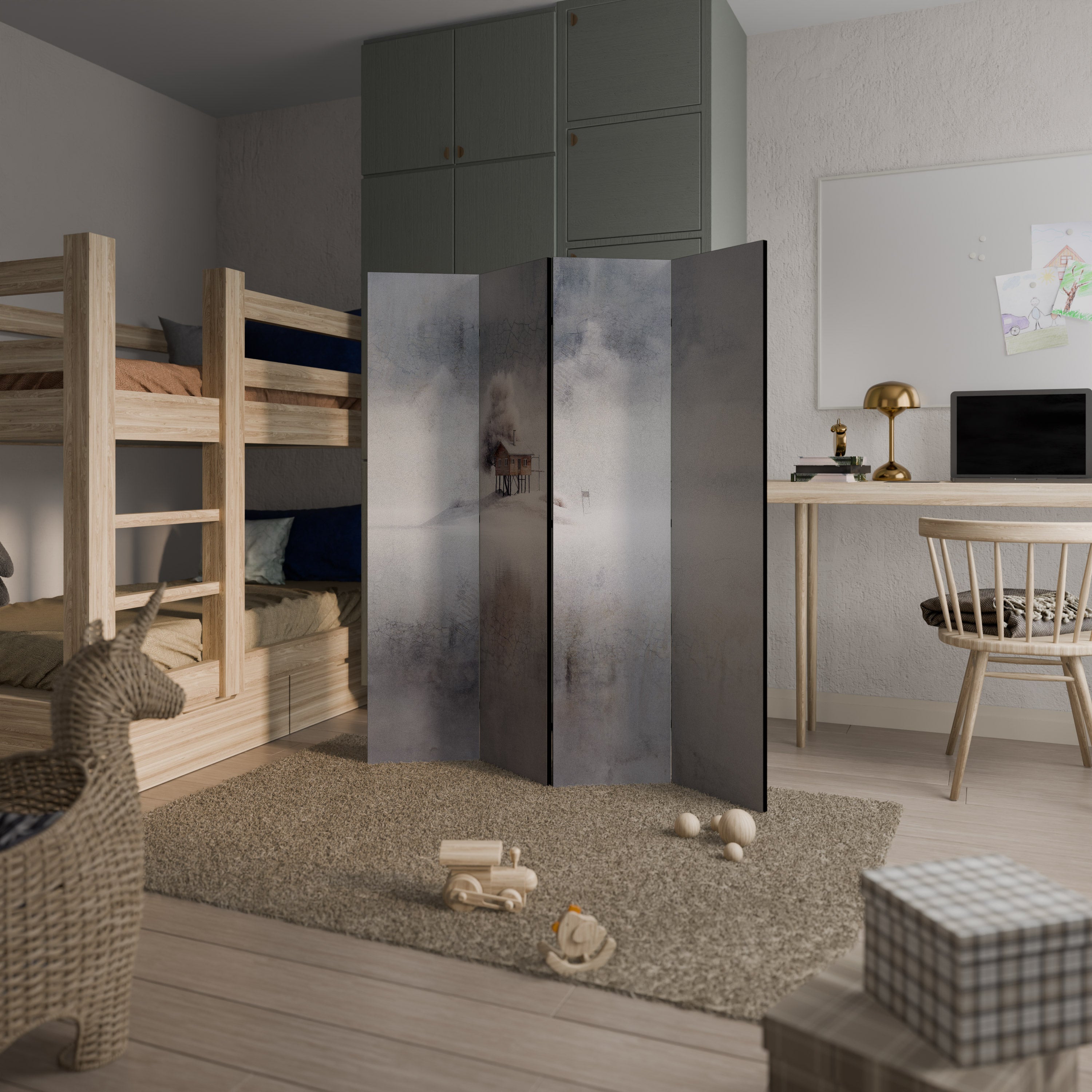SILENT CABIN Dekoracyjny parawan 4-skrzydłowy