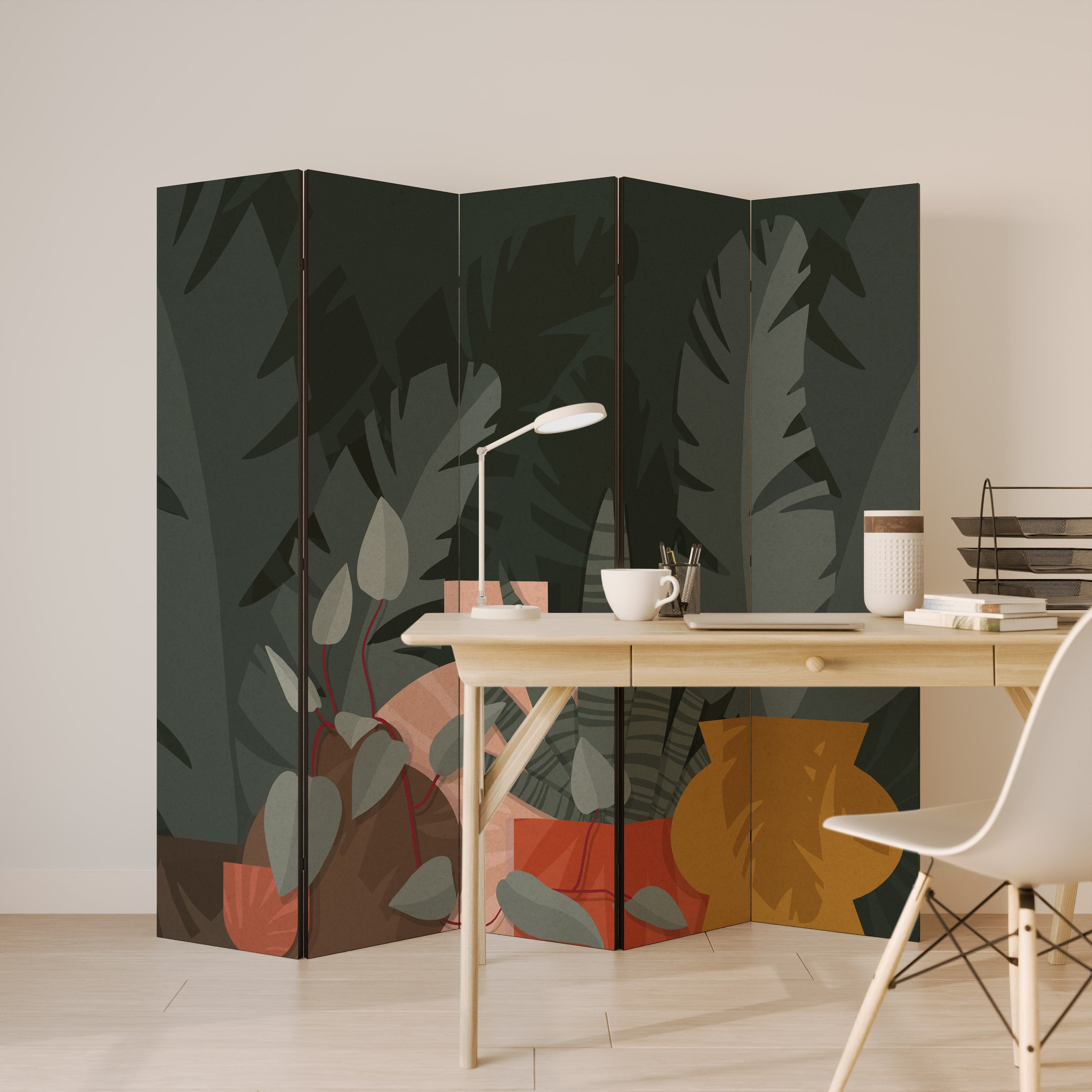 TROPICAL COMPOSITION Dekoracyjny parawan 5-skrzydłowy