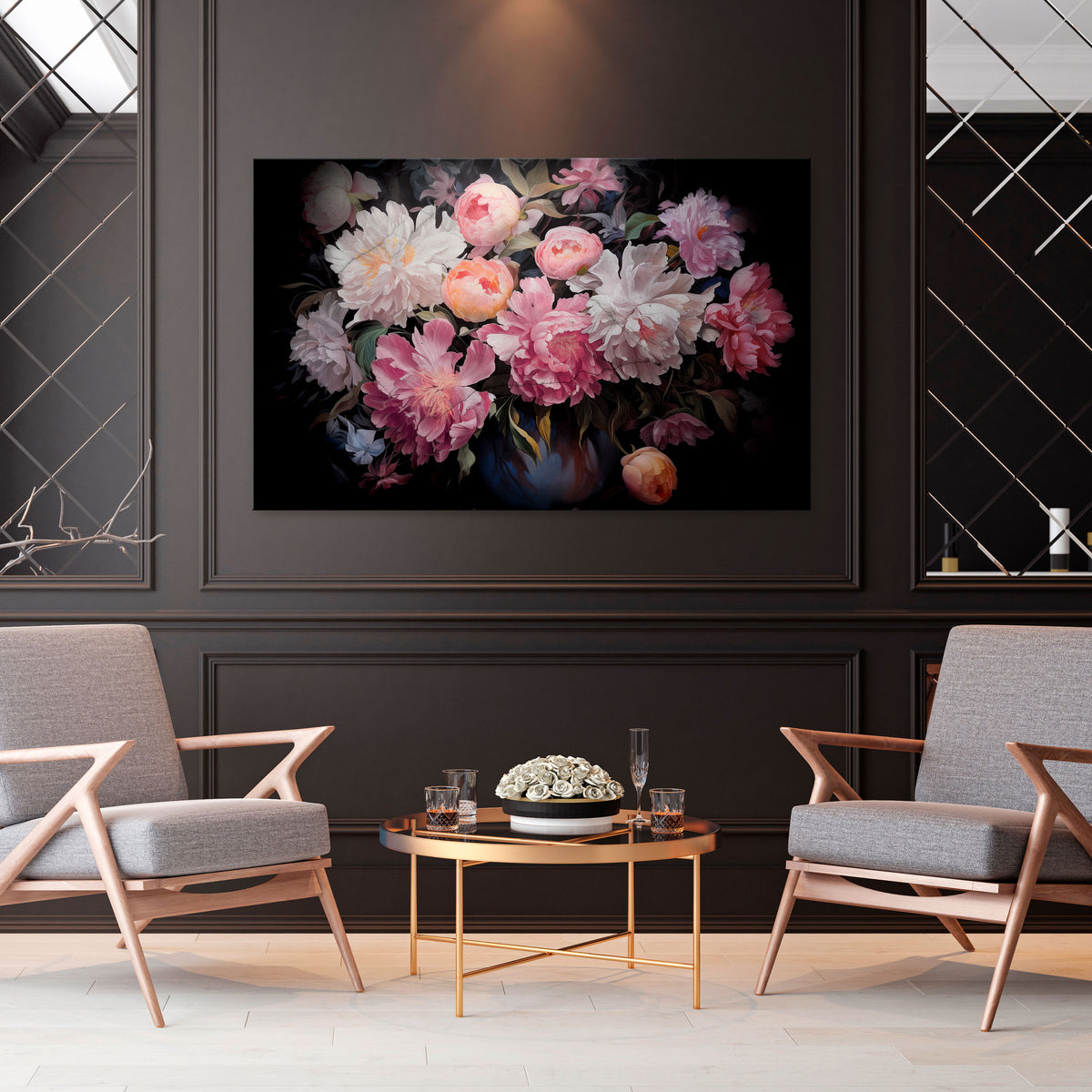 CRASHED PEONIES Poziomy obraz na płótnie