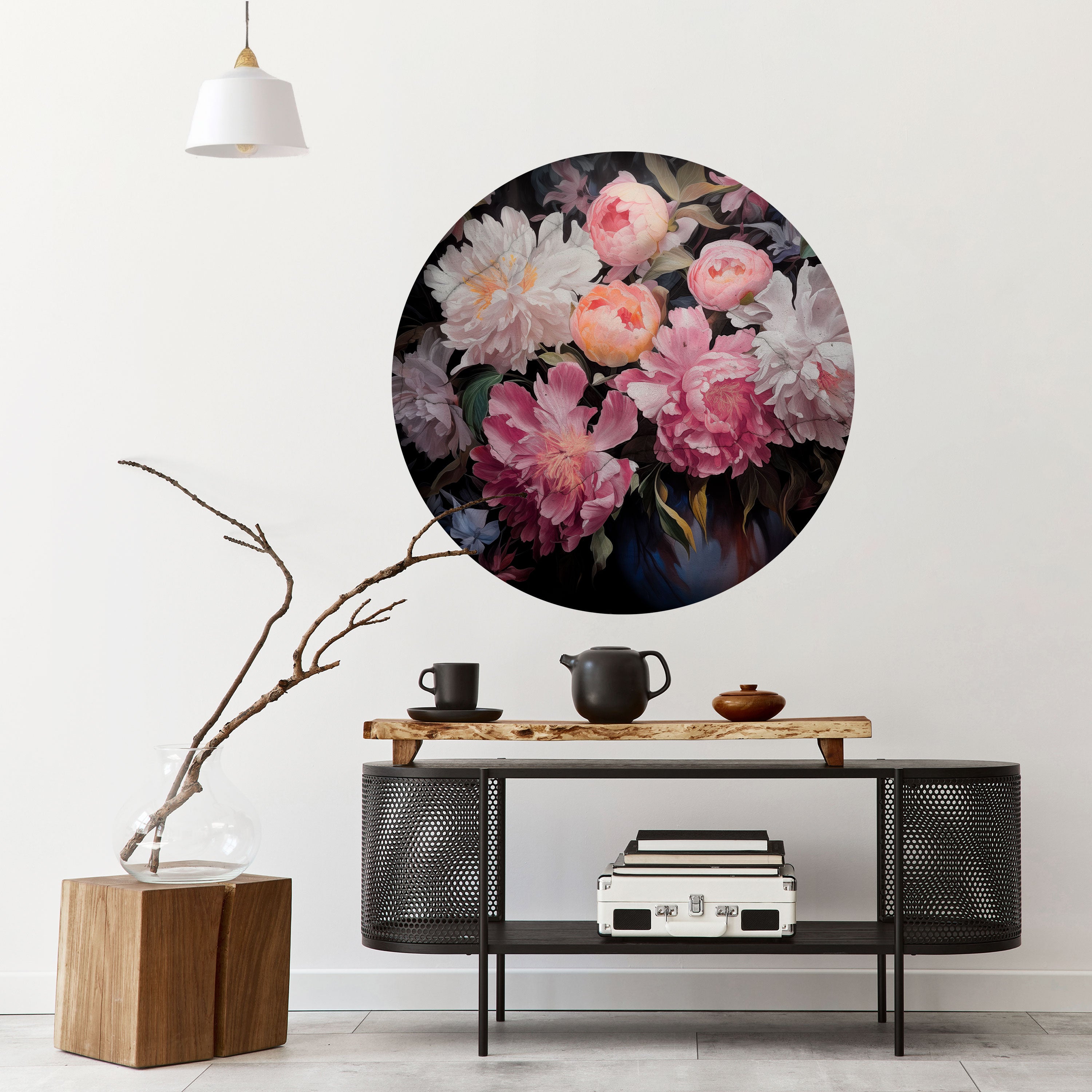 CRASHED PEONIES Naklejka okrągła