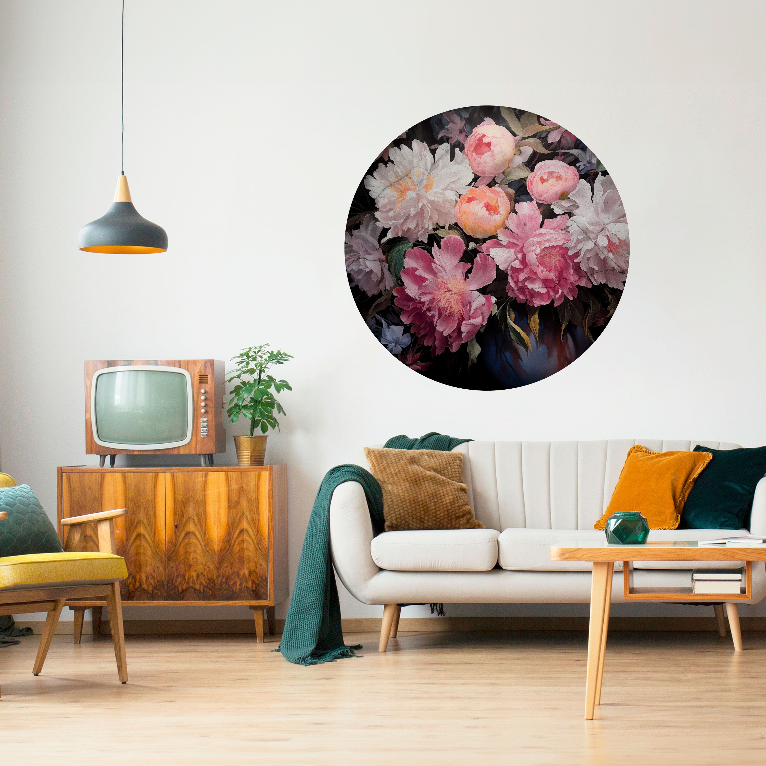 CRASHED PEONIES Naklejka okrągła