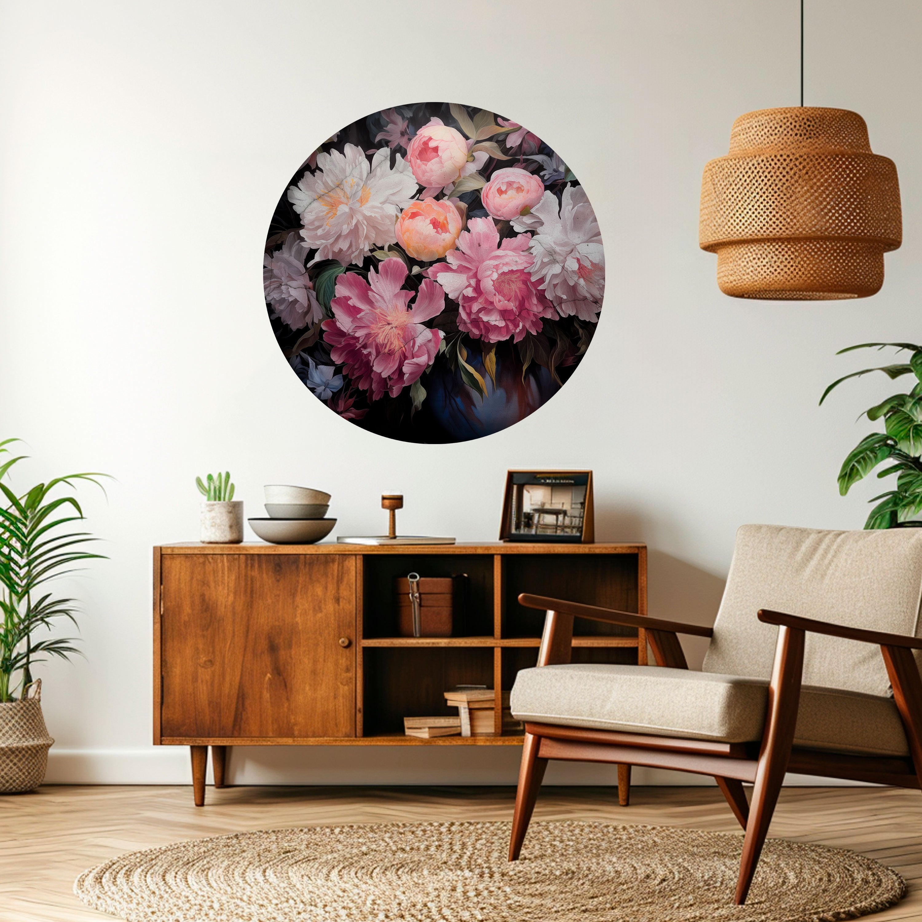 CRASHED PEONIES Naklejka okrągła