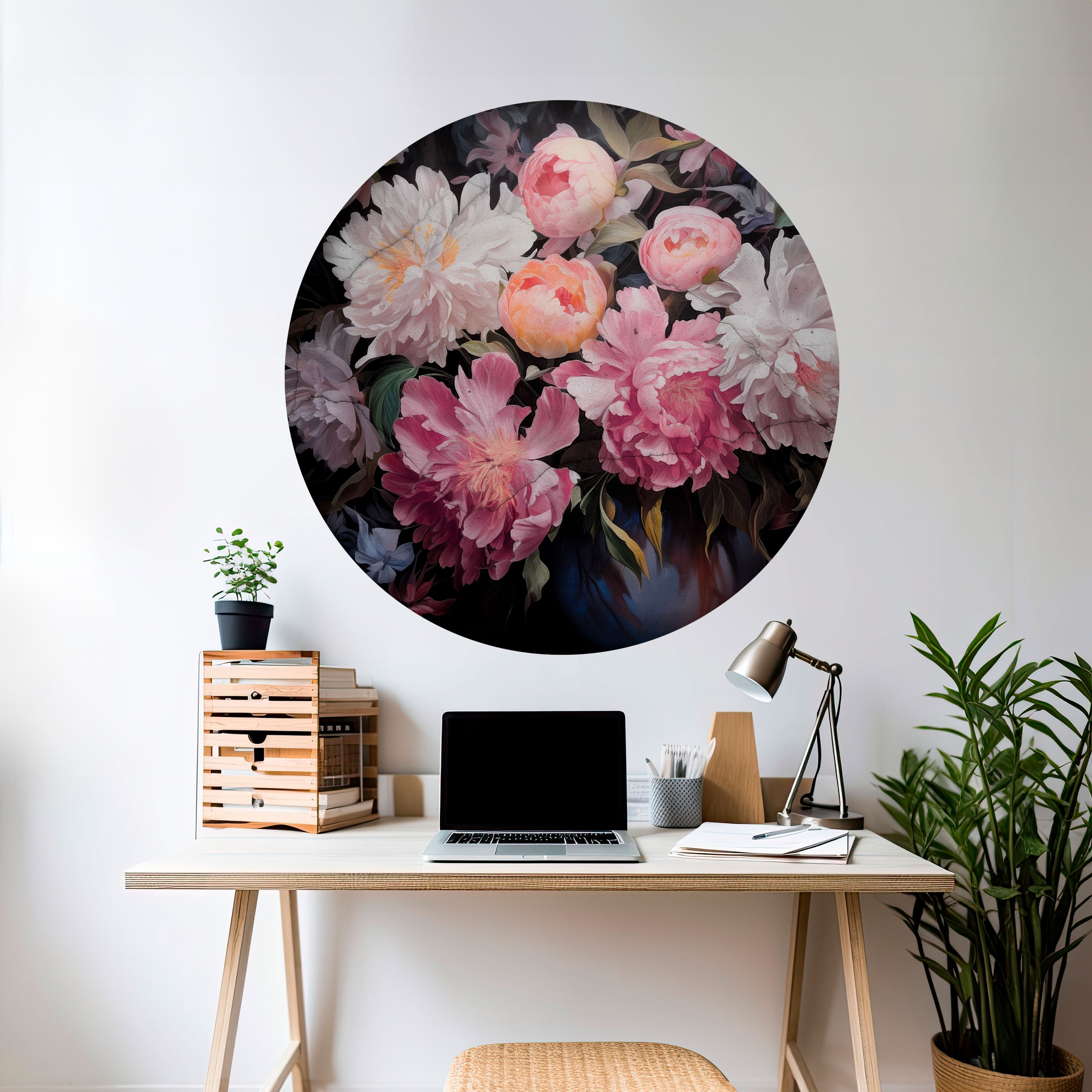 CRASHED PEONIES Naklejka okrągła