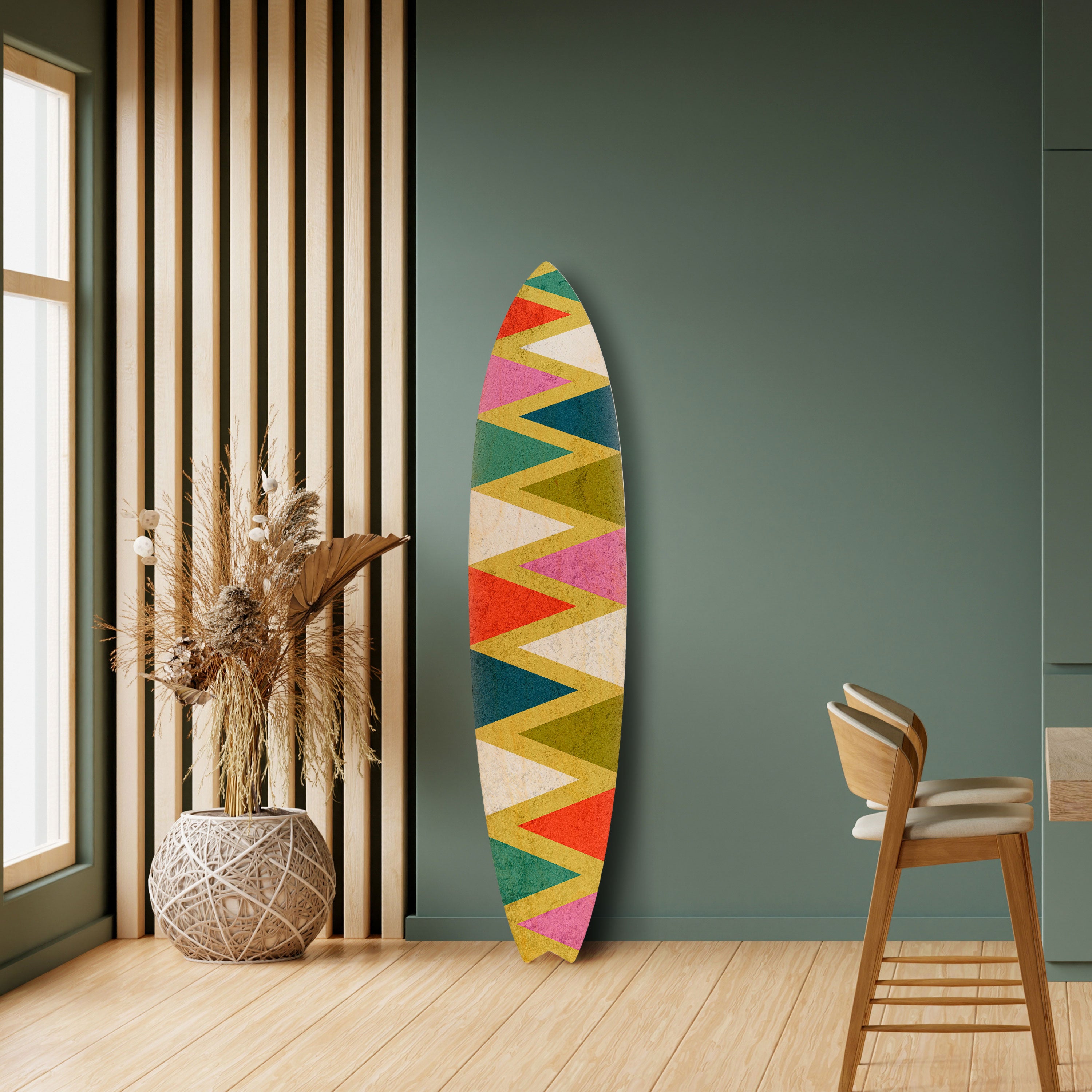 COLORFUL TRIANGLES Dekoracyjna deska surfingowa
