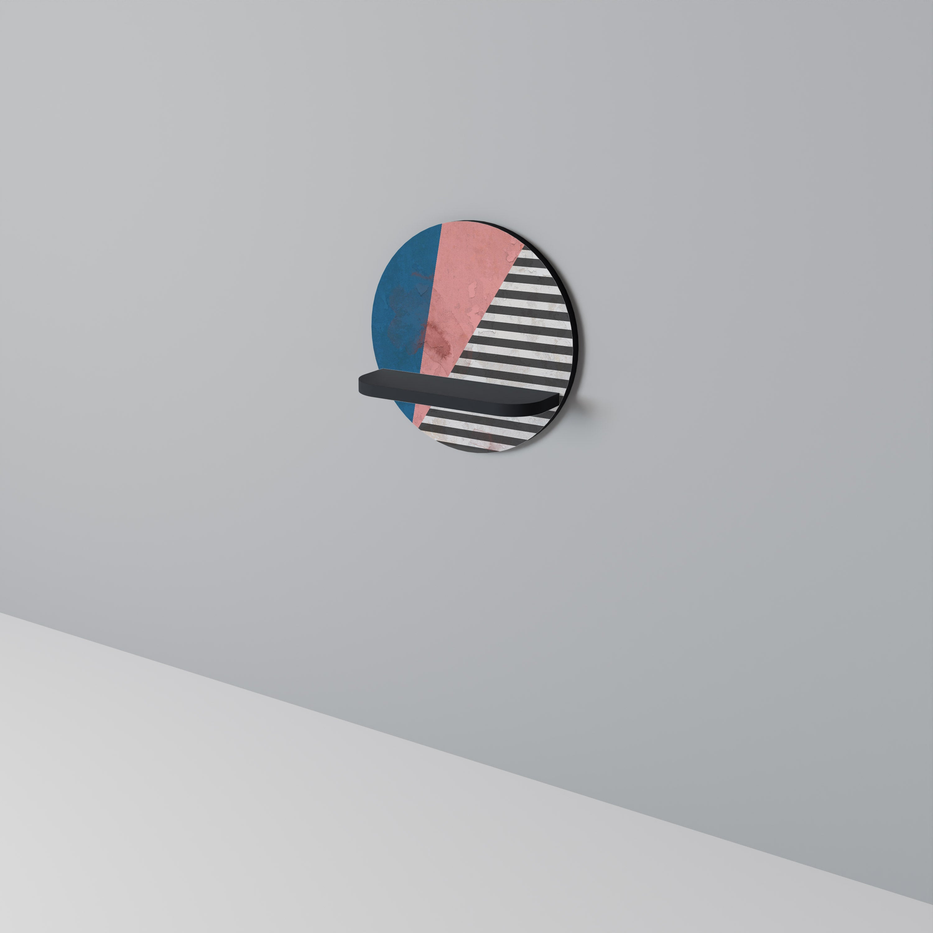 GLAMOROUS STRIPE Półka okrągła Czarna