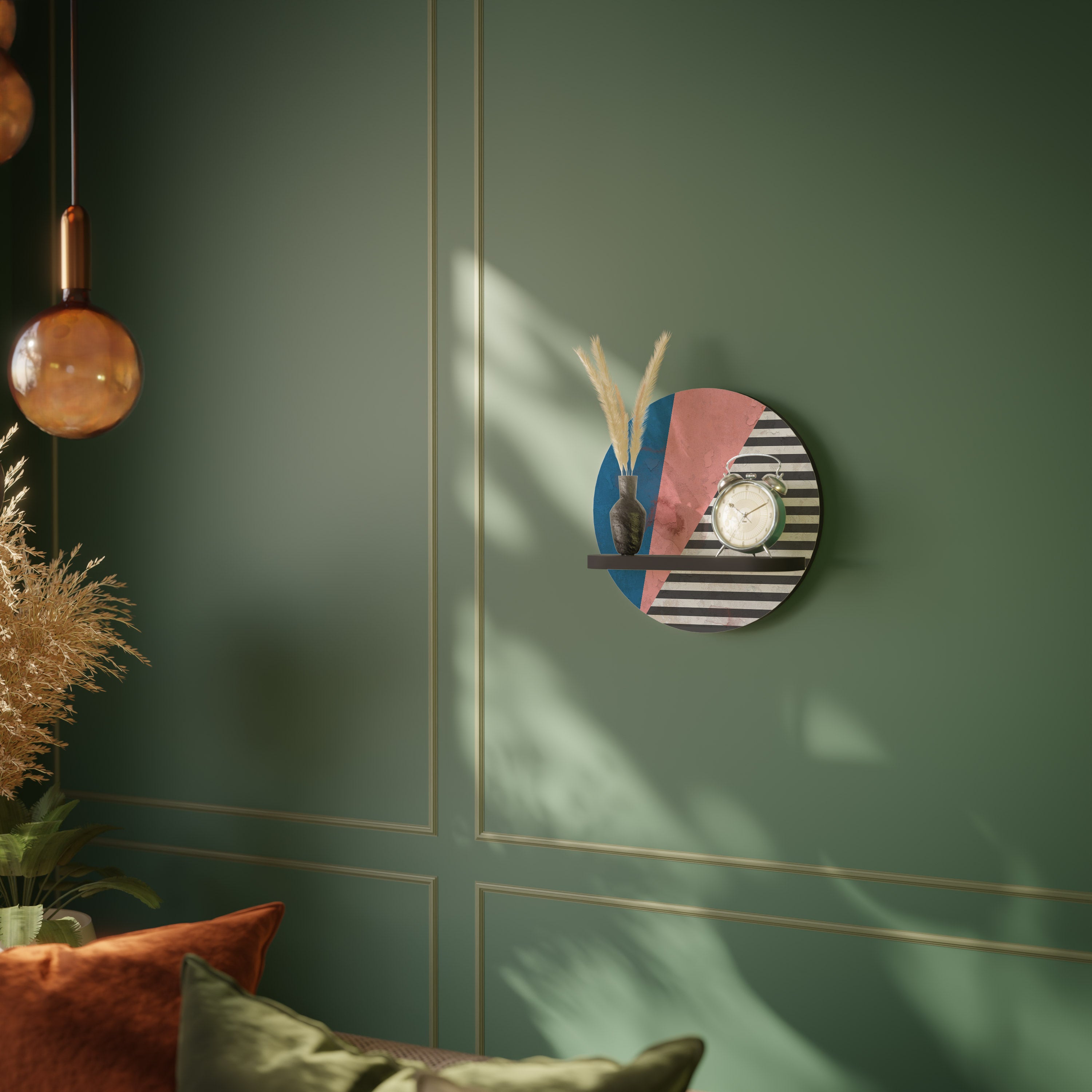 GLAMOROUS STRIPE Półka okrągła Czarna