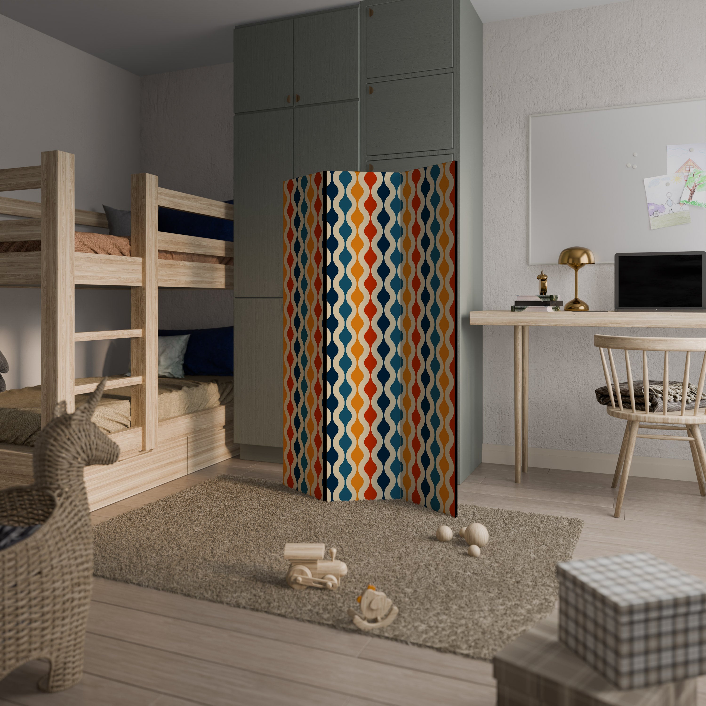 COLORFUL NOSTALGIA Dekoracyjny parawan 3-skrzydłowy