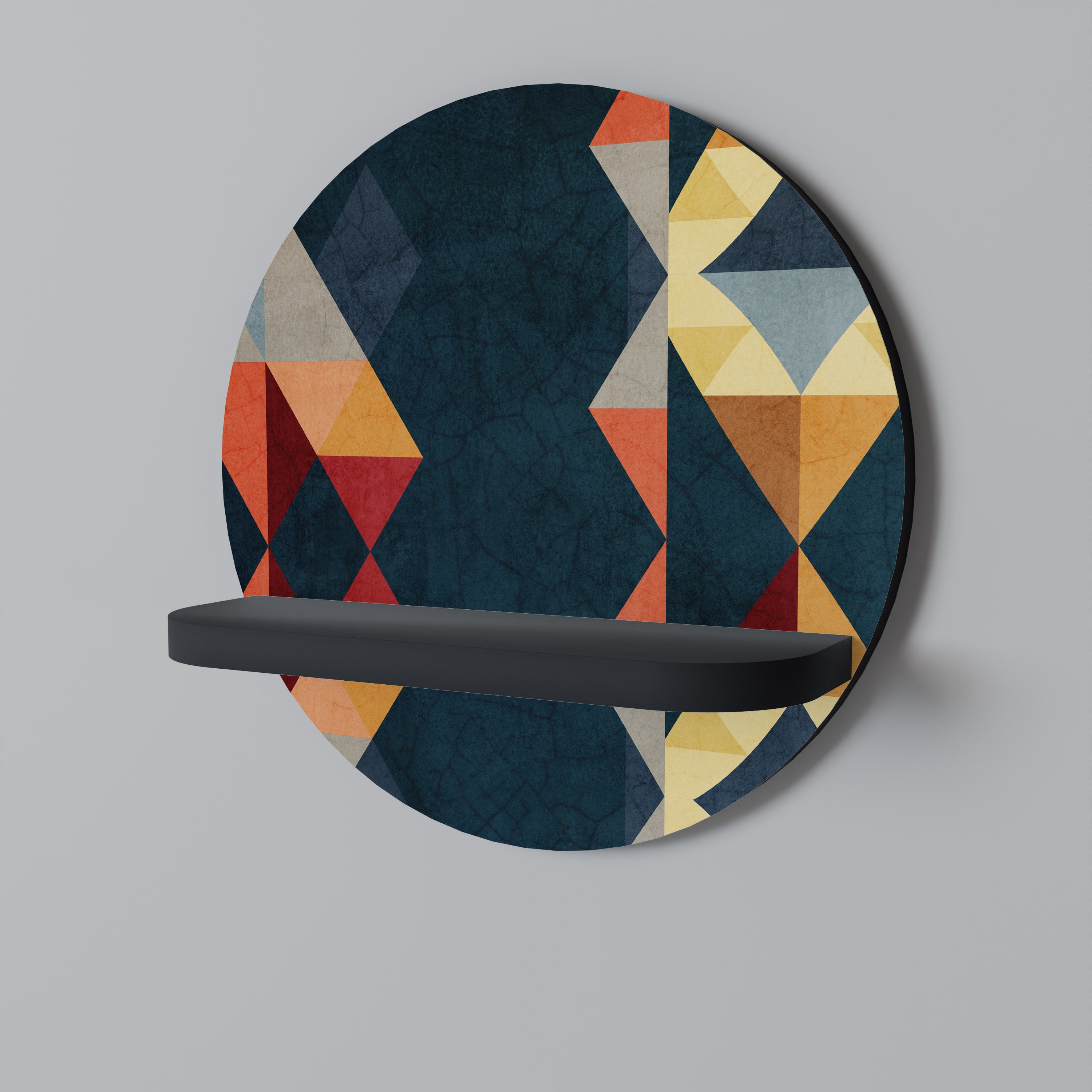 CRACKED ILLUSION Półka okrągła Czarna