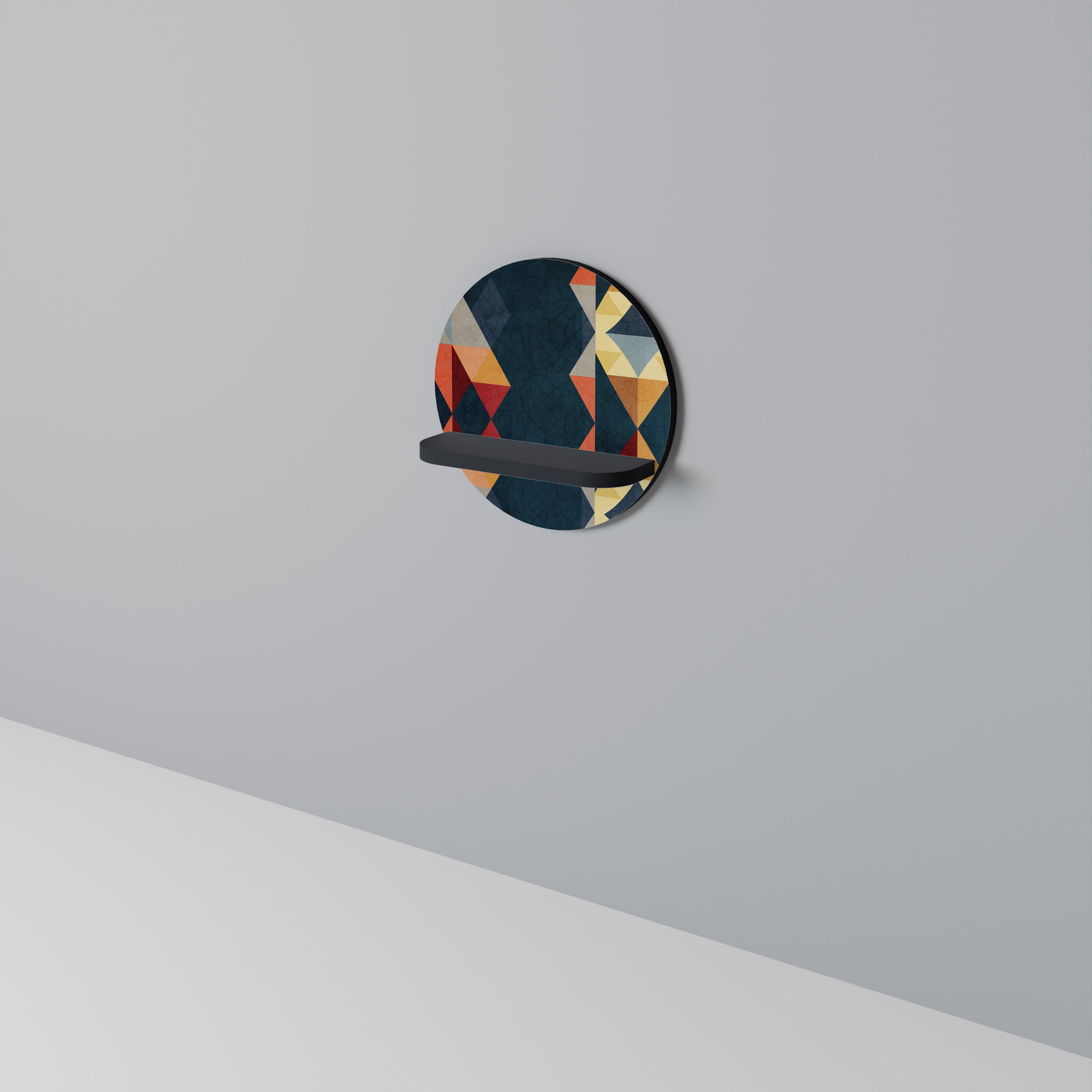 CRACKED ILLUSION Półka okrągła Czarna