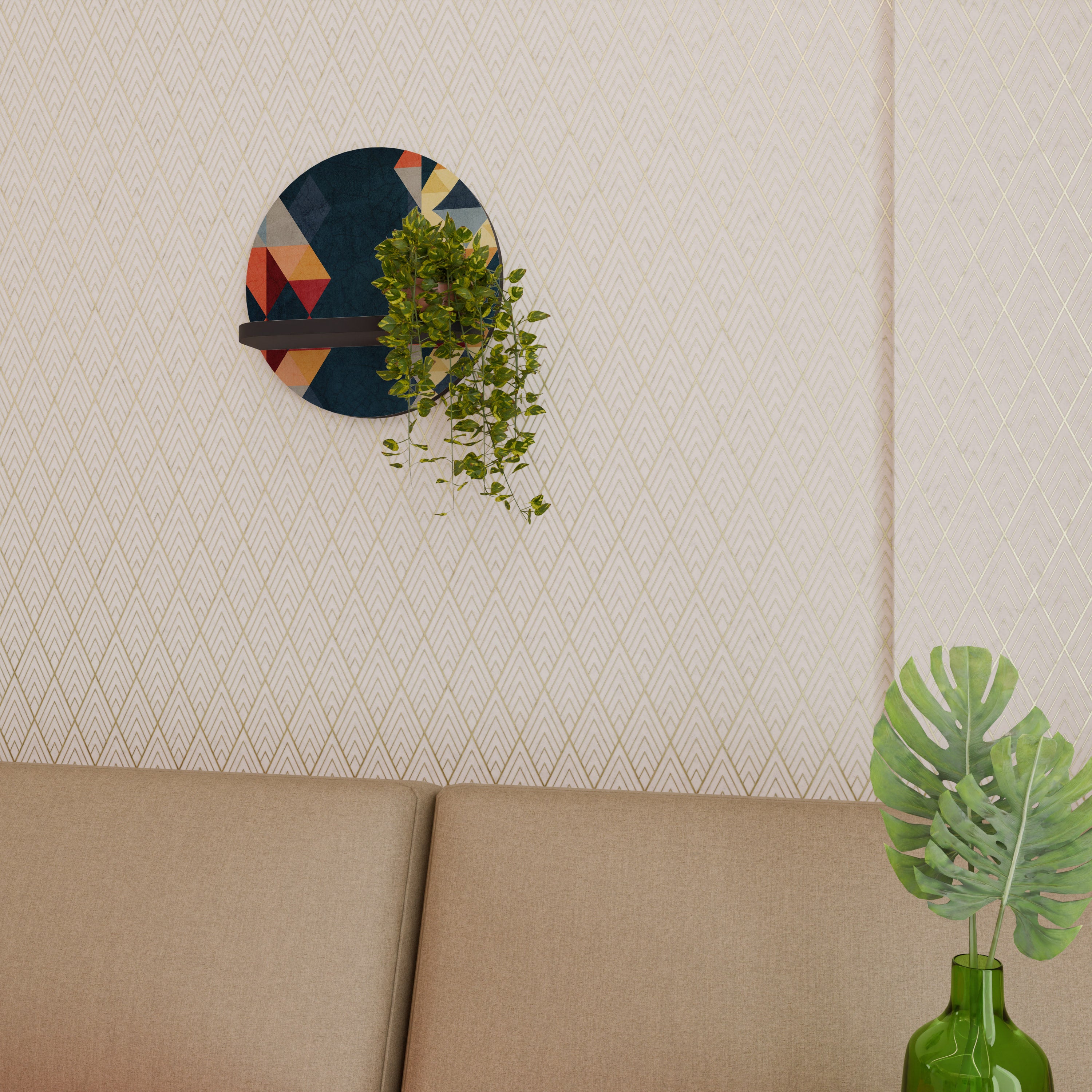 CRACKED ILLUSION Półka okrągła Czarna