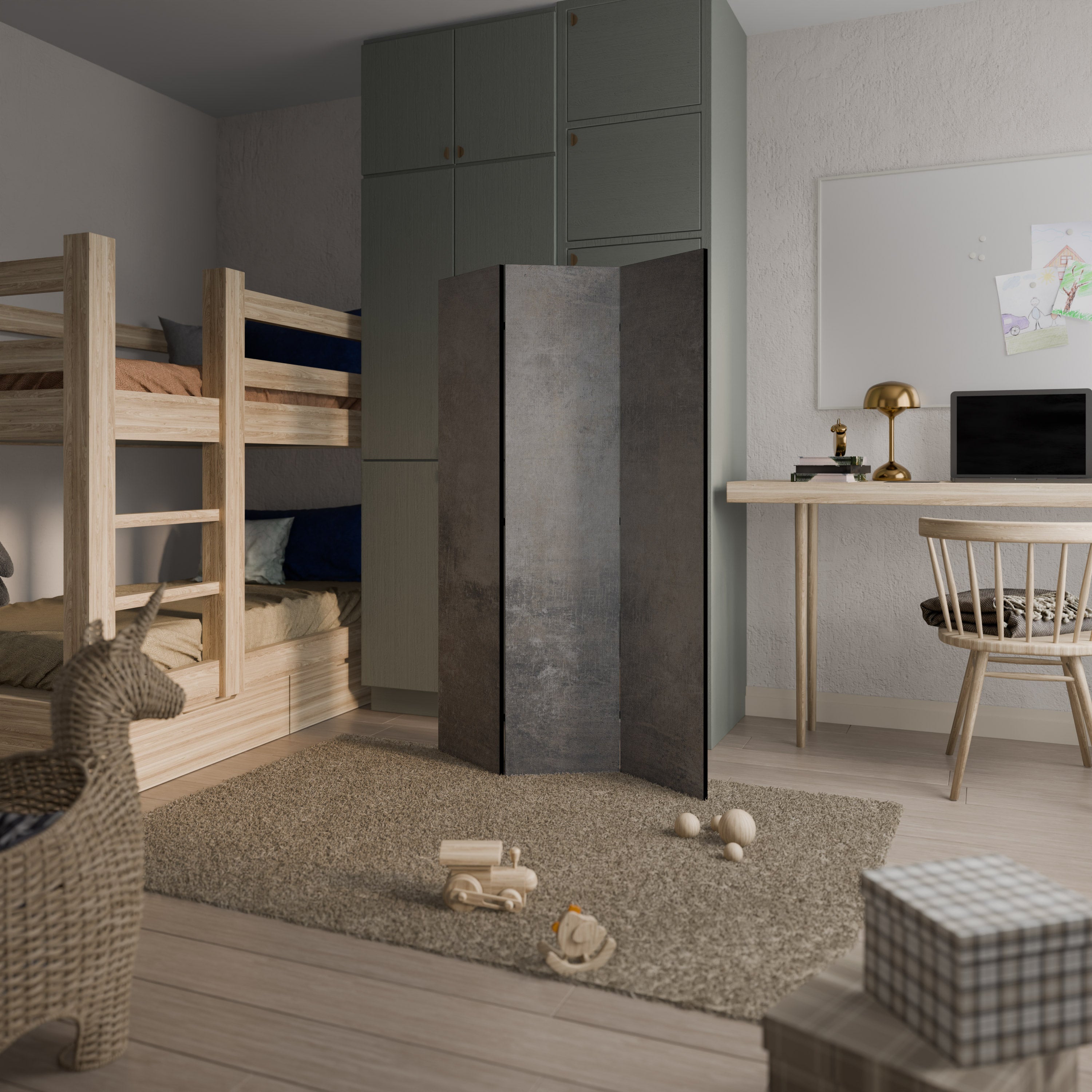 CONCRETE WALL Dekoracyjny parawan 3-skrzydłowy