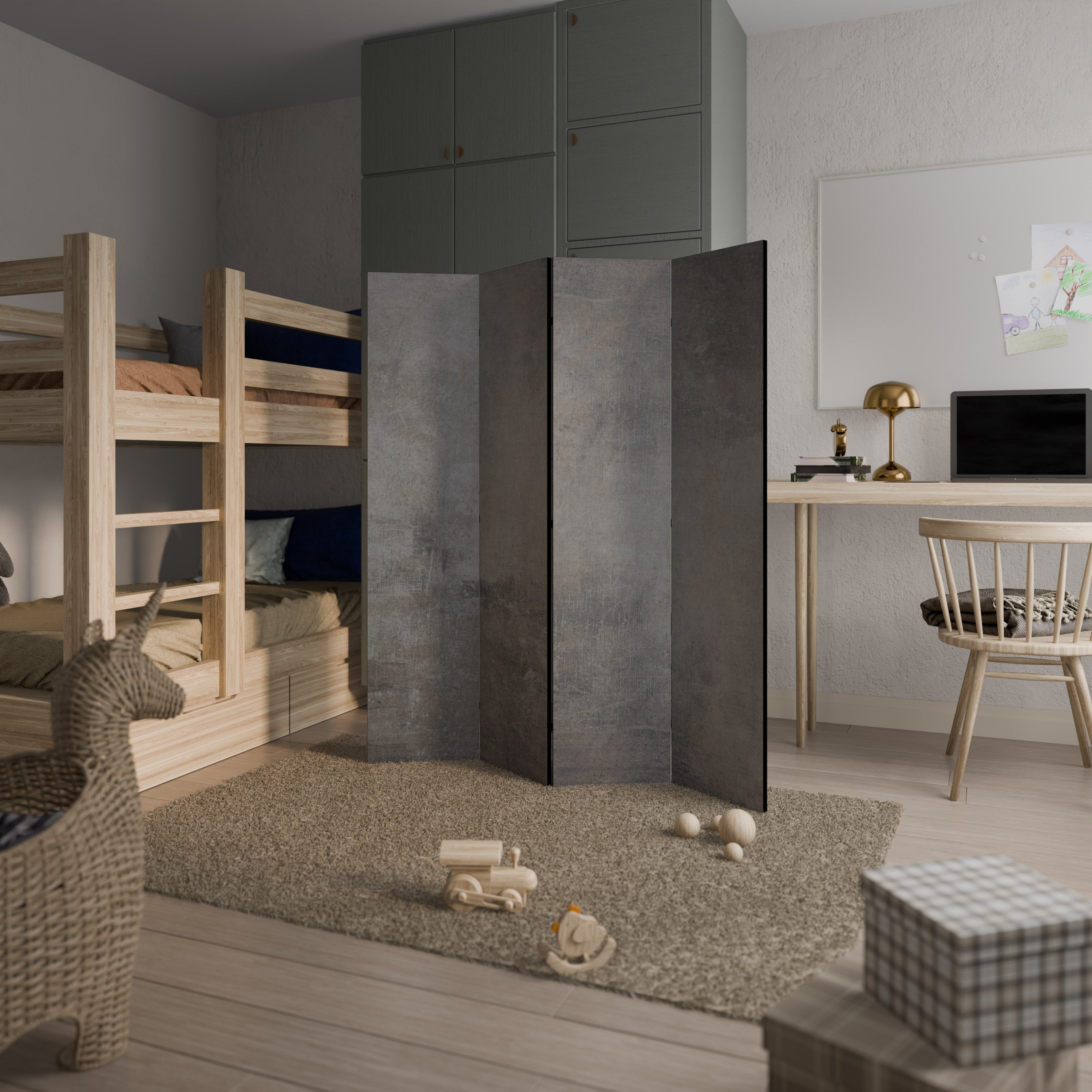 CONCRETE WALL Dekoracyjny parawan 4-skrzydłowy