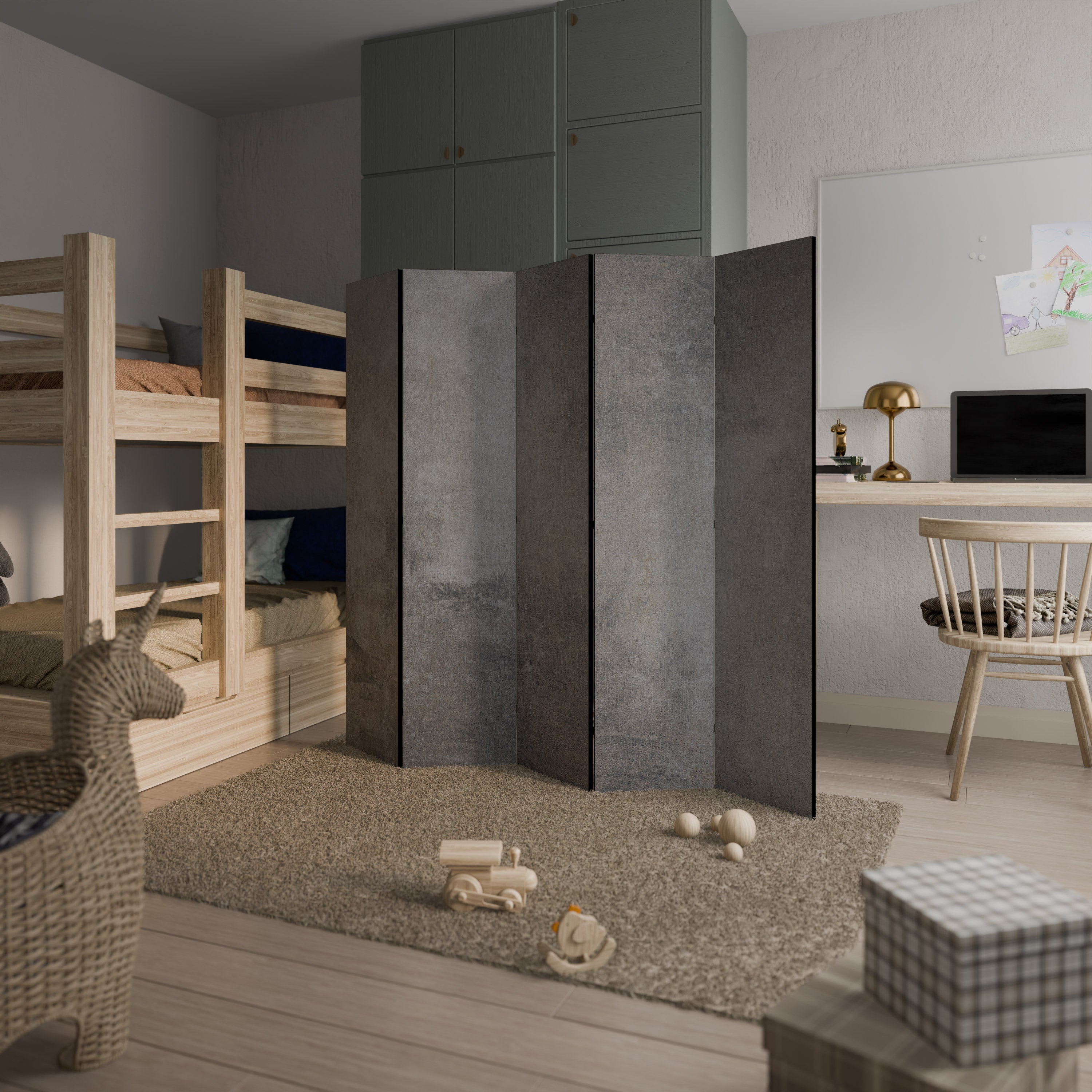 CONCRETE WALL Dekoracyjny parawan 5-skrzydłowy