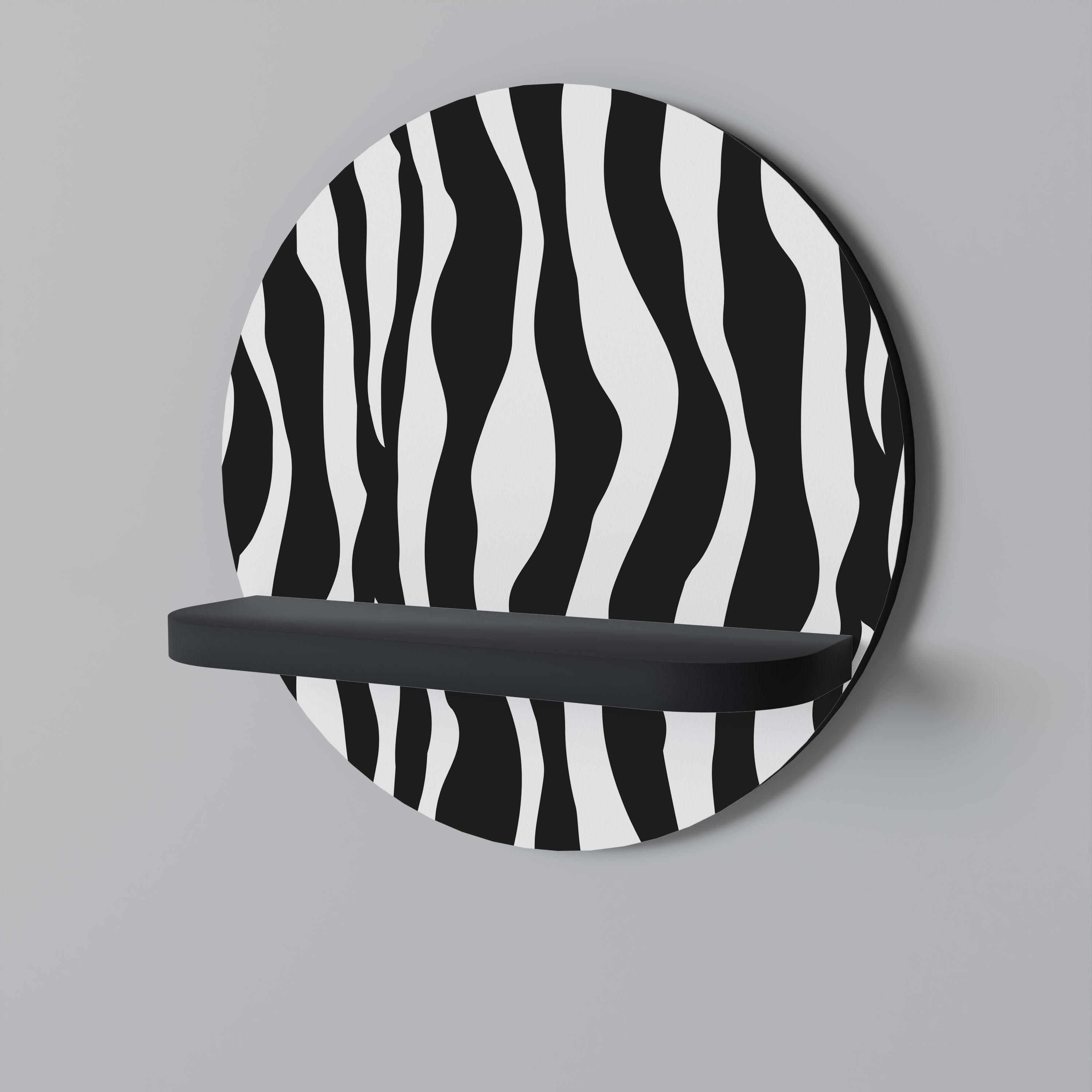 ZEBRA ECHOES Półka okrągła Czarna