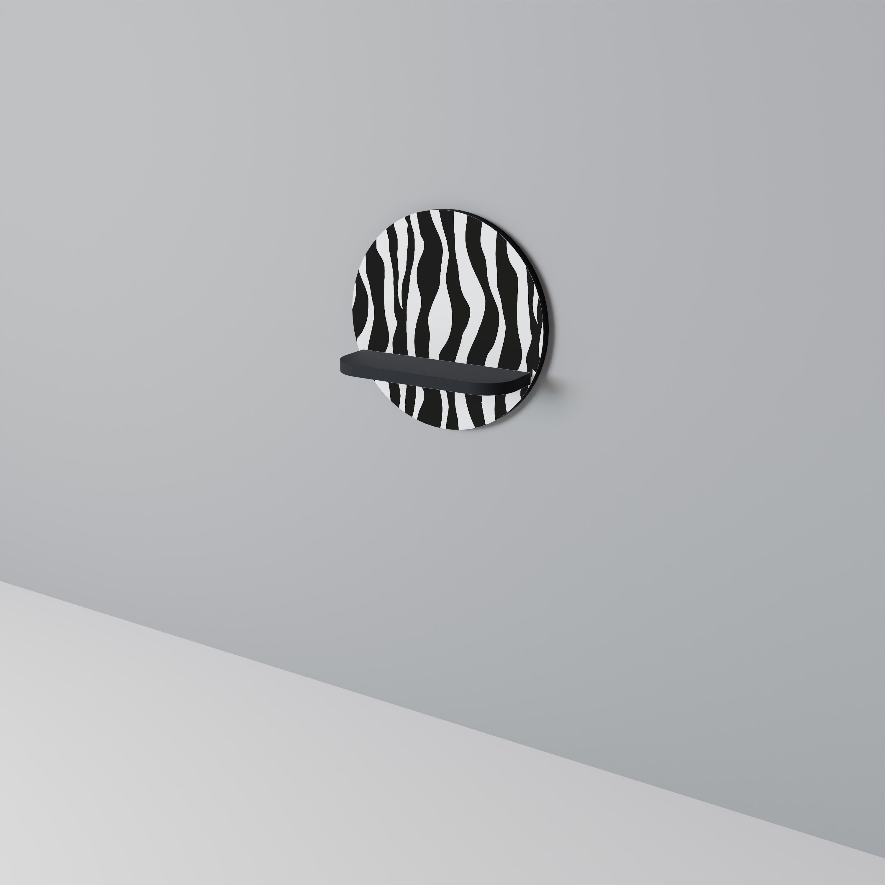 ZEBRA ECHOES Półka okrągła Czarna
