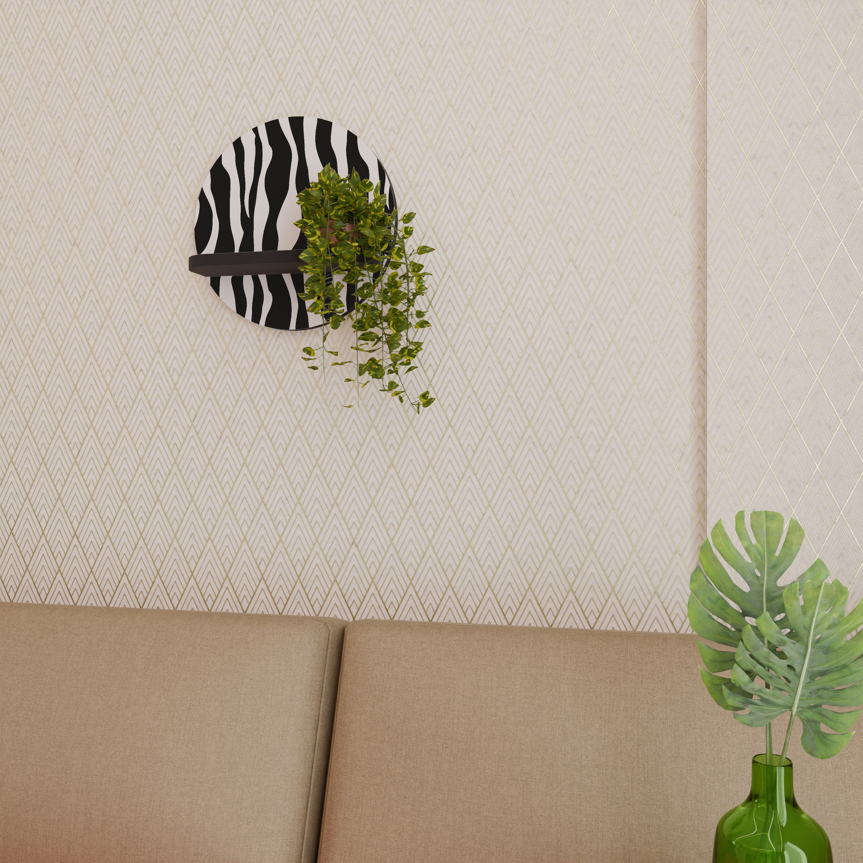 ZEBRA ECHOES Półka okrągła Czarna