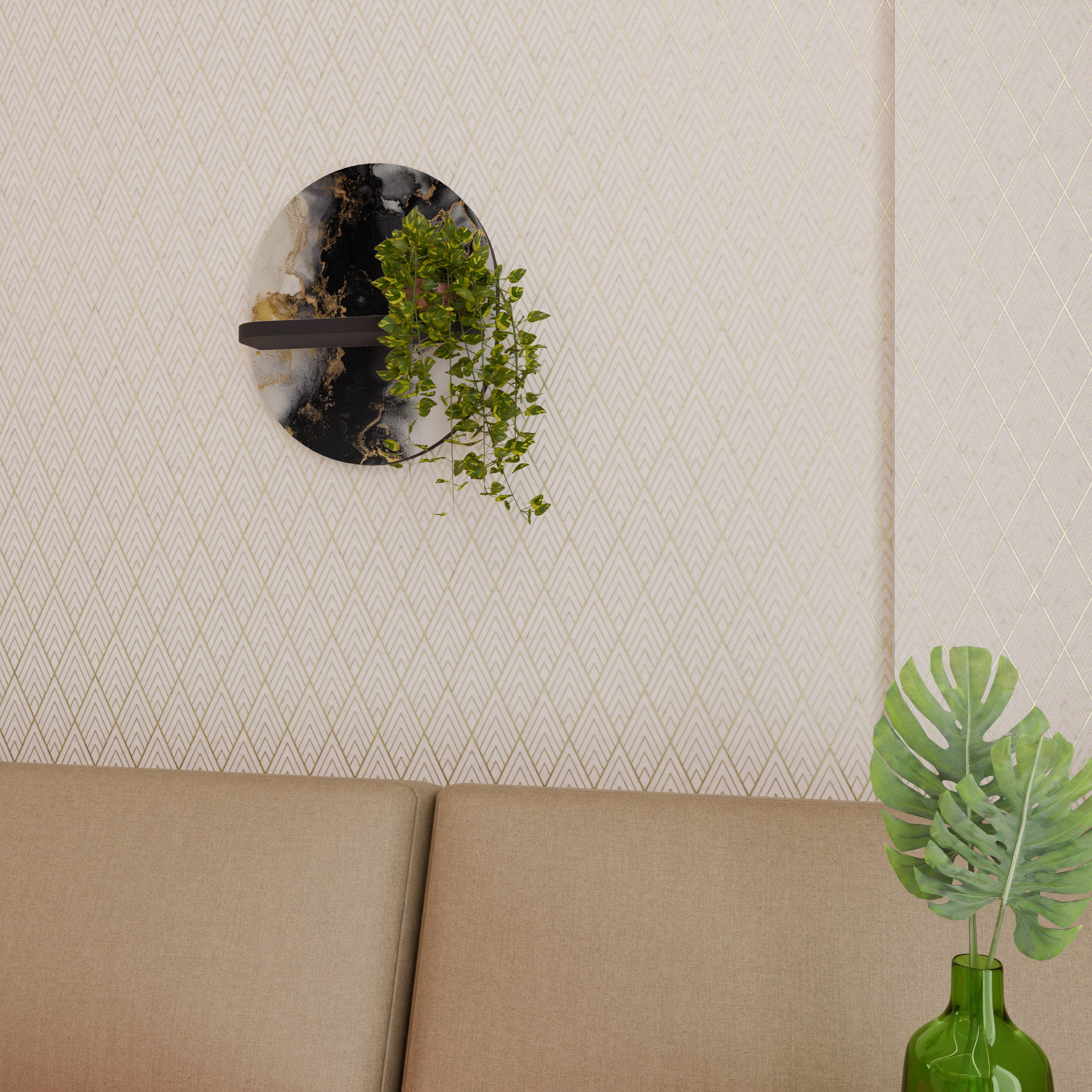 MARBLE OF TOMMORROW Półka owalna Czarna