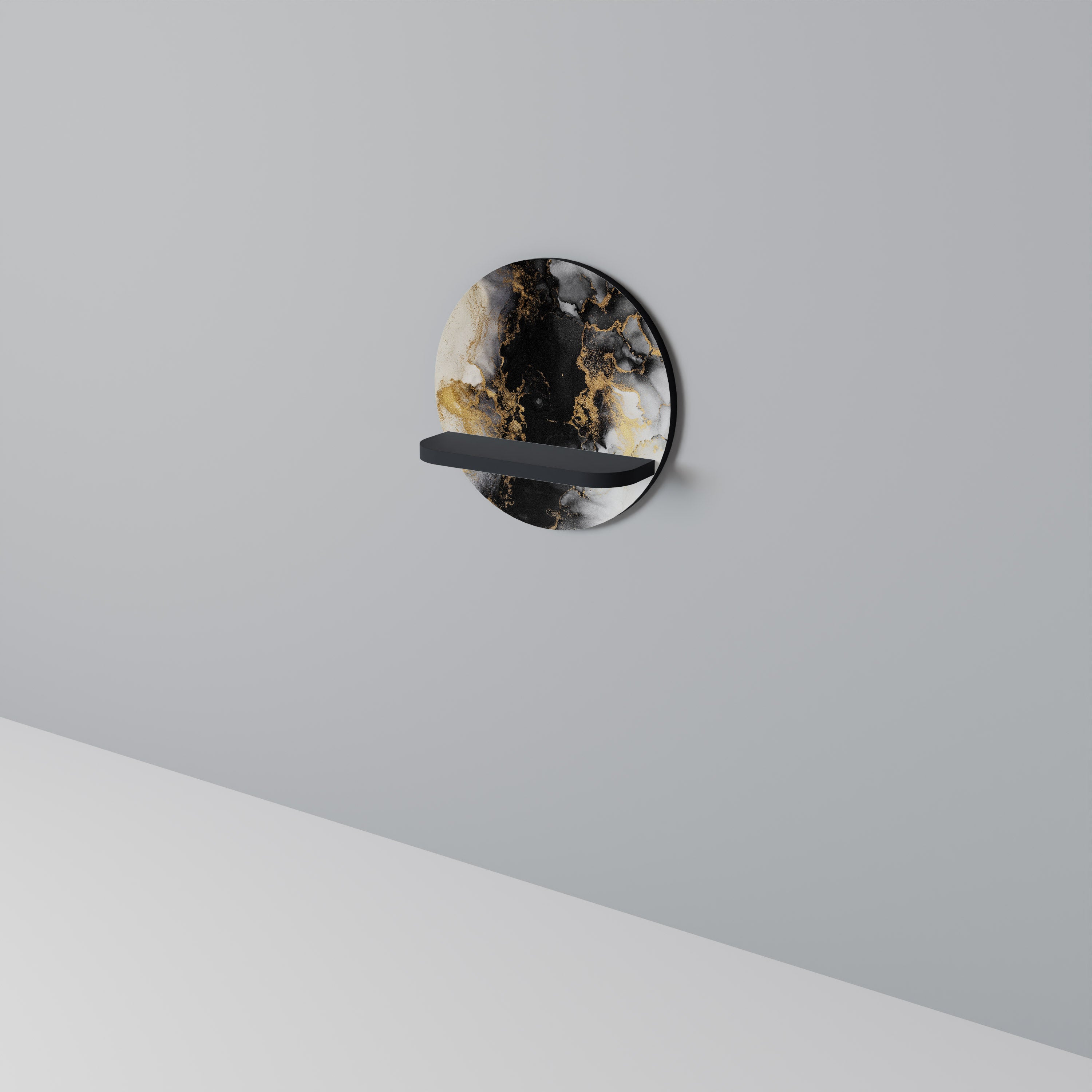 MARBLE OF TOMMORROW Półka okrągła Czarna