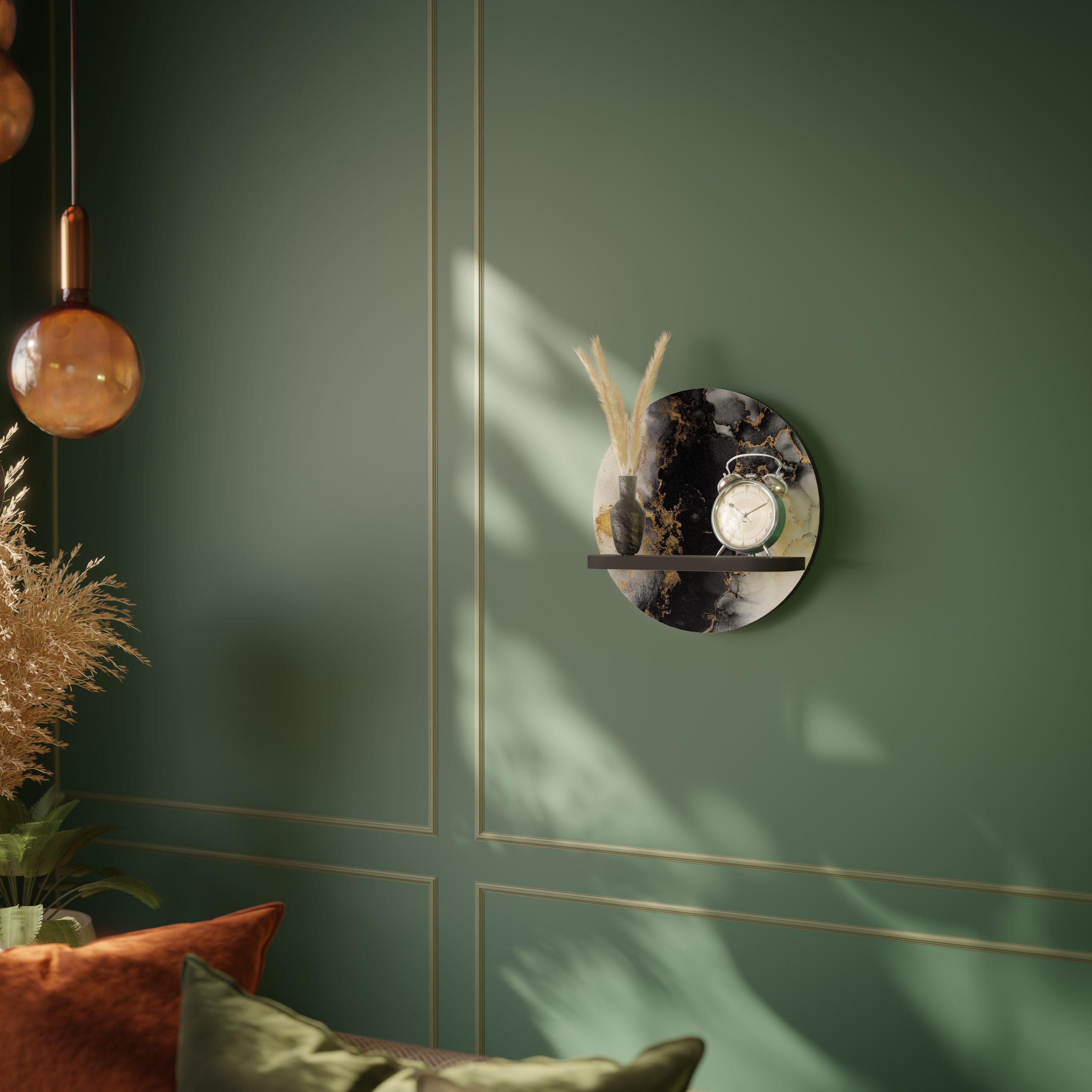 MARBLE OF TOMMORROW Półka okrągła Czarna