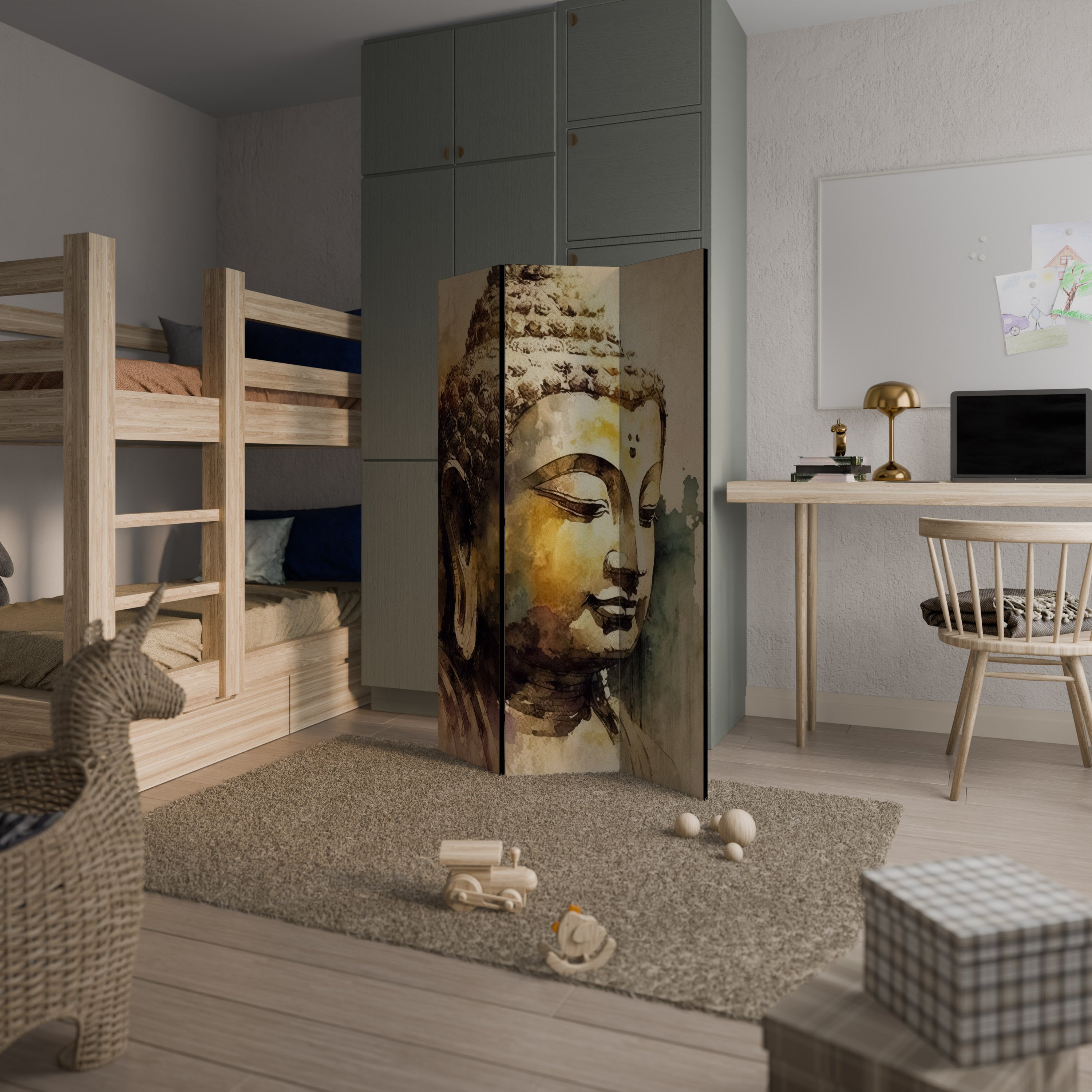 TRANQUIL BUDDHA WHISPERS Dekoracyjny parawan 3-skrzydłowy