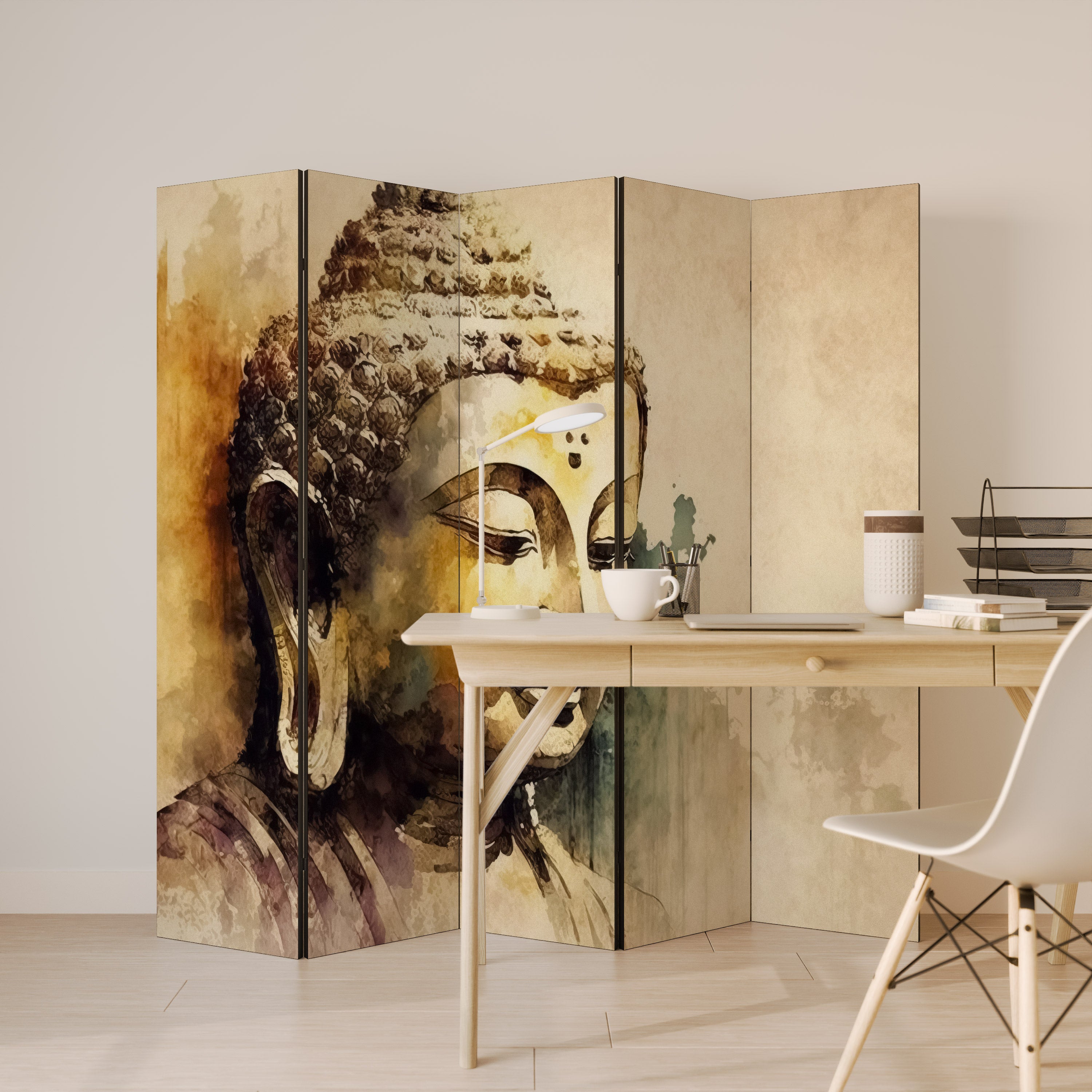 TRANQUIL BUDDHA WHISPERS Dekoracyjny parawan 5-skrzydłowy