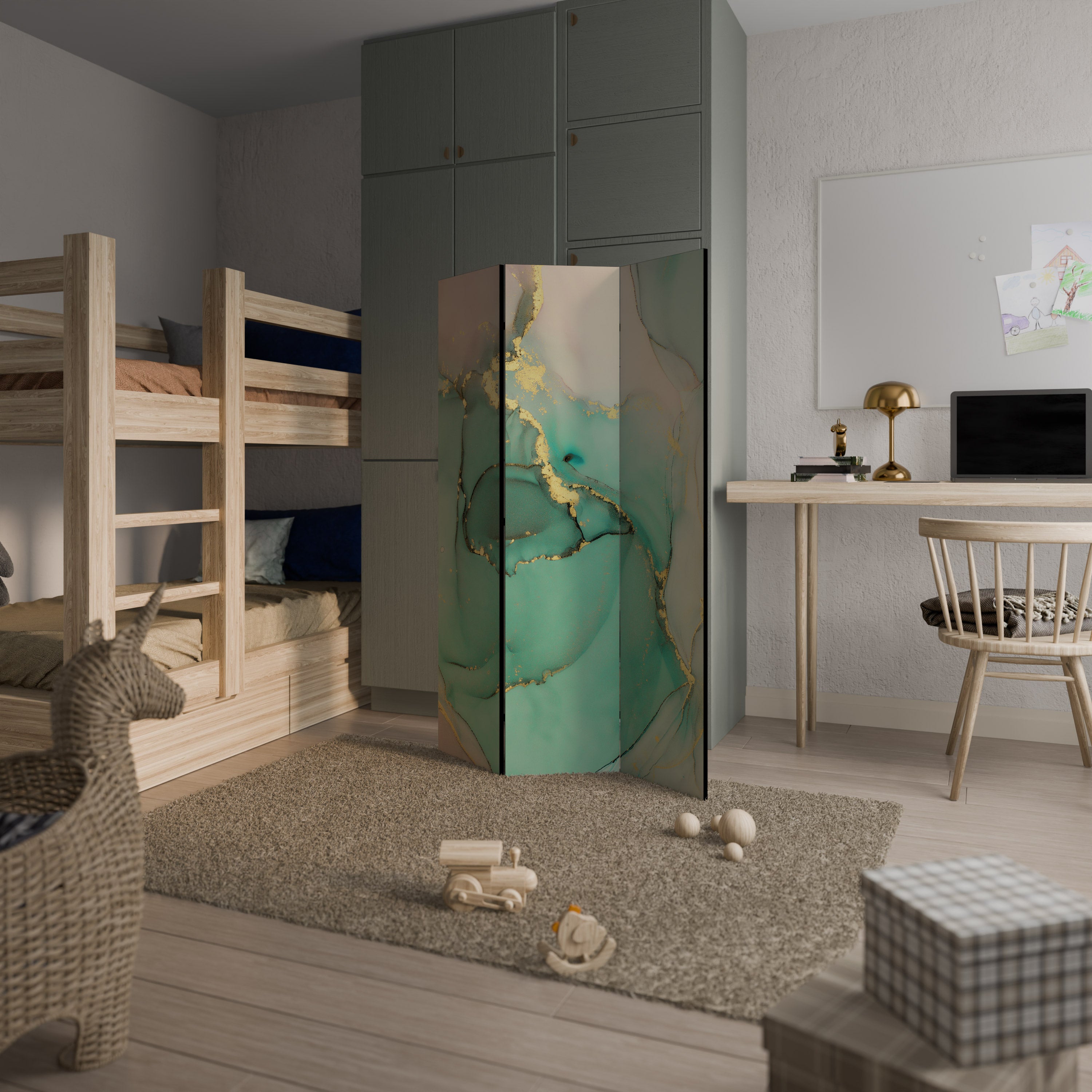 MARBLEIZED MYSTIQUE Dekoracyjny parawan 3-skrzydłowy