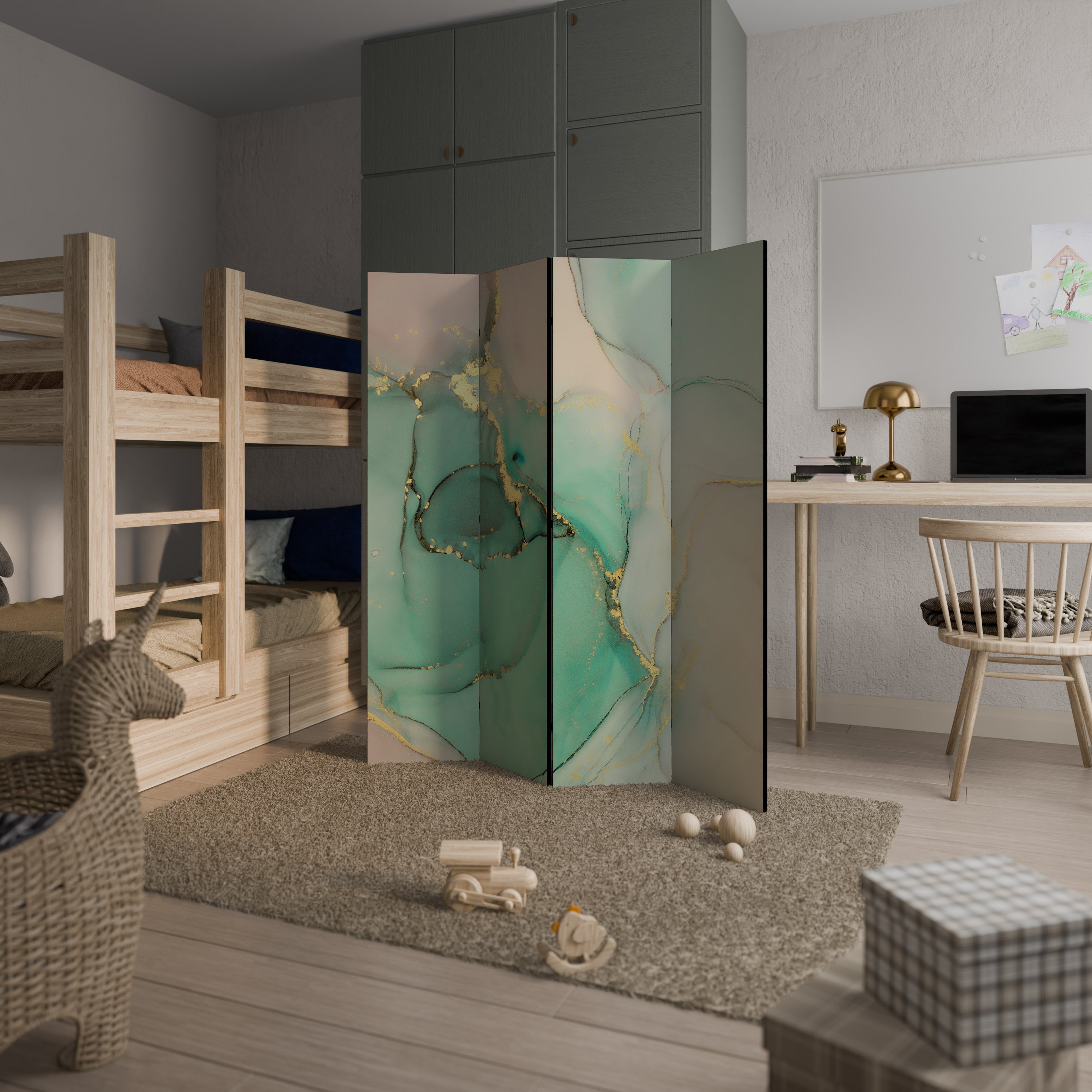 MARBLEIZED MYSTIQUE Dekoracyjny parawan 4-skrzydłowy