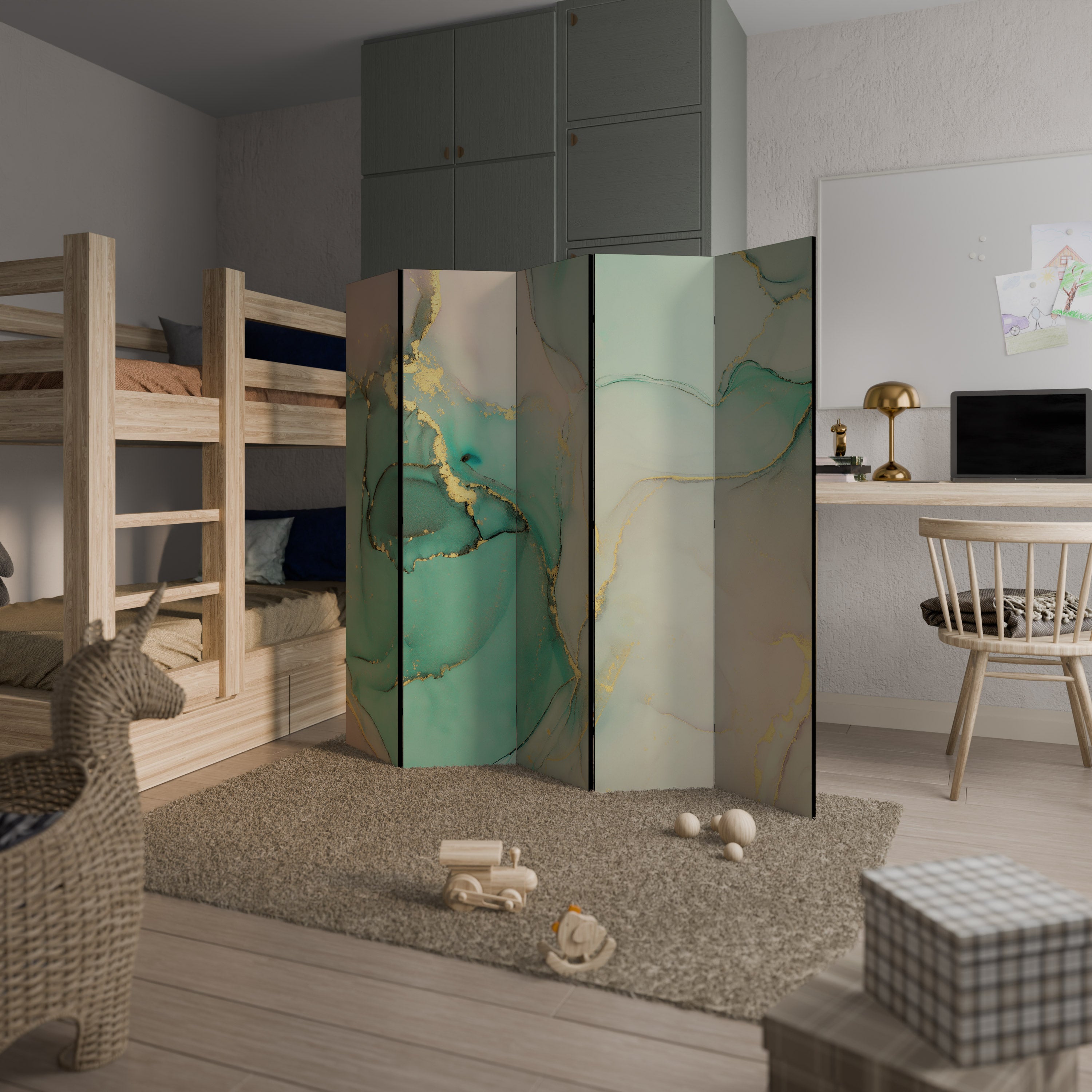 MARBLEIZED MYSTIQUE Dekoracyjny parawan 5-skrzydłowy