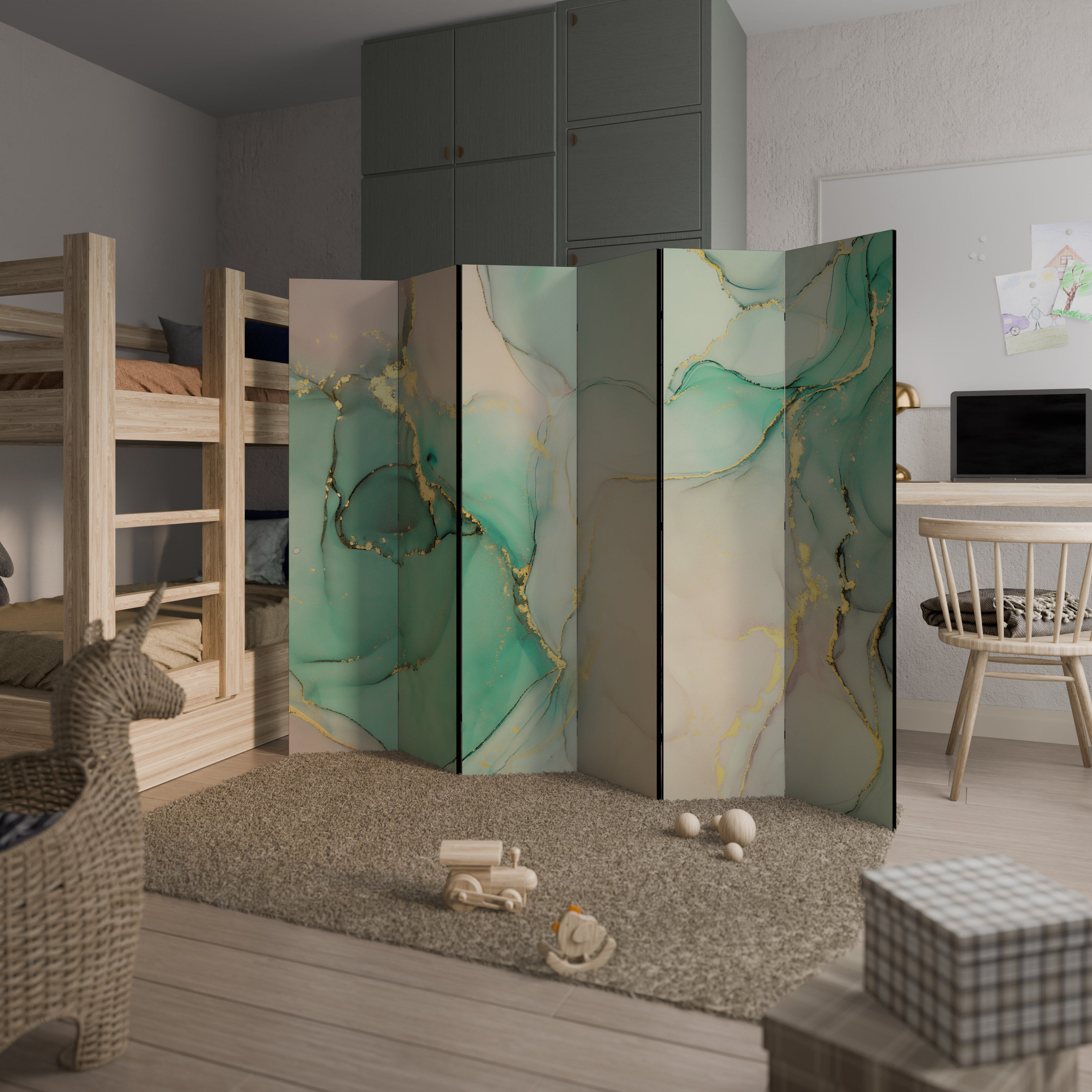 MARBLEIZED MYSTIQUE Dekoracyjny parawan 6-skrzydłowy