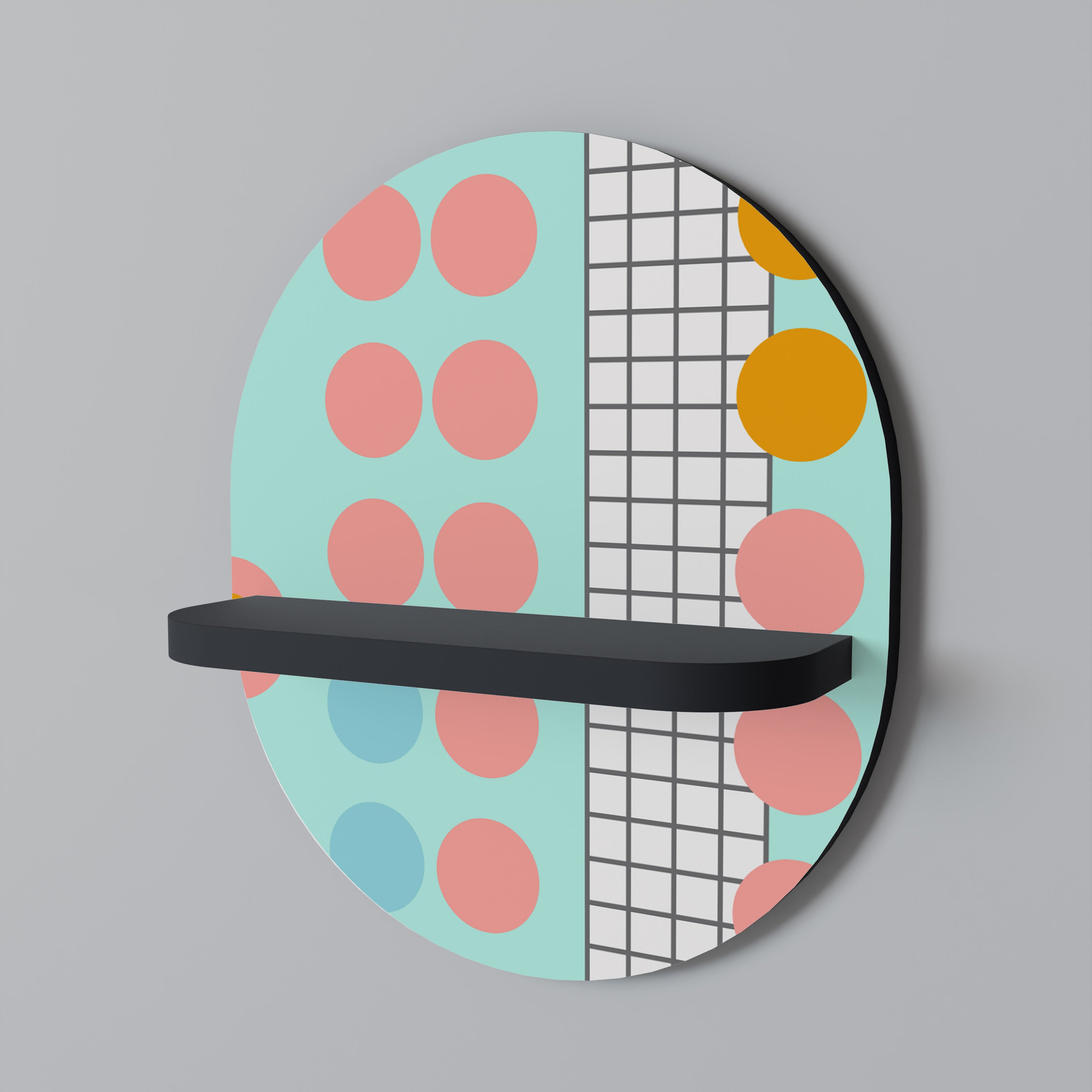 RETRO GRID Półka owalna Czarna