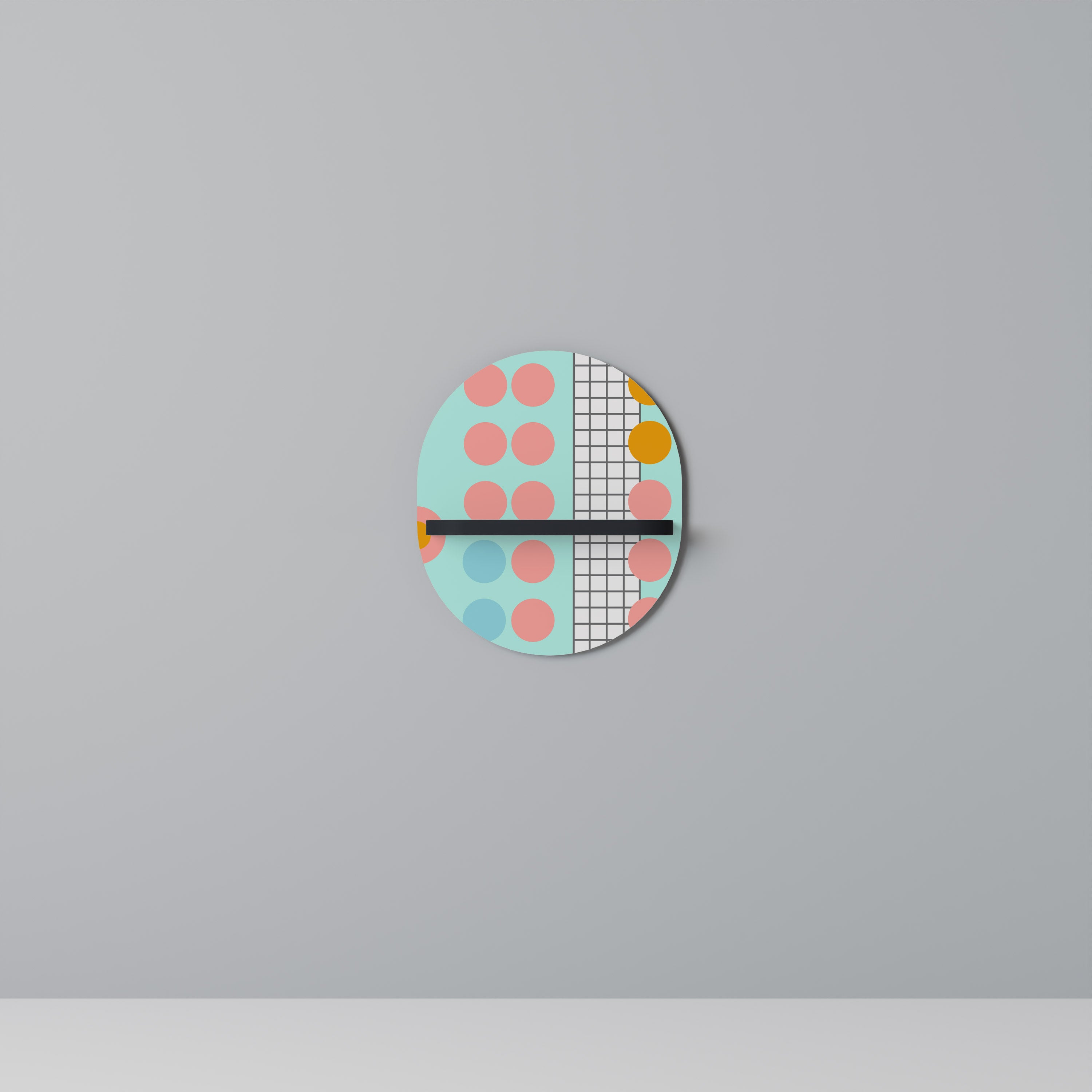 RETRO GRID Półka owalna Czarna